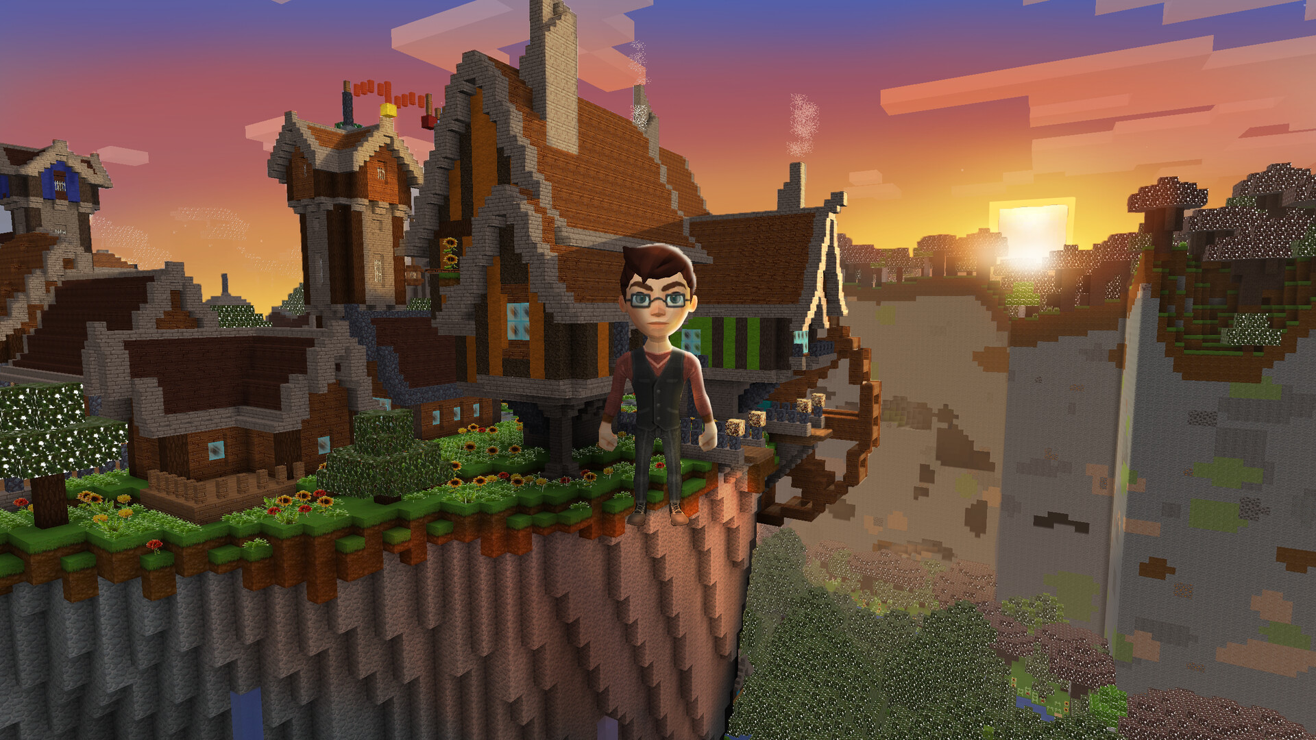 Artstation Village In Mountains Sunset In Free Minecraft Realmcraft Pretty 3d Pixel Game Tellurion Mobile Minion pixel art blueprints for minecraft houses castles.