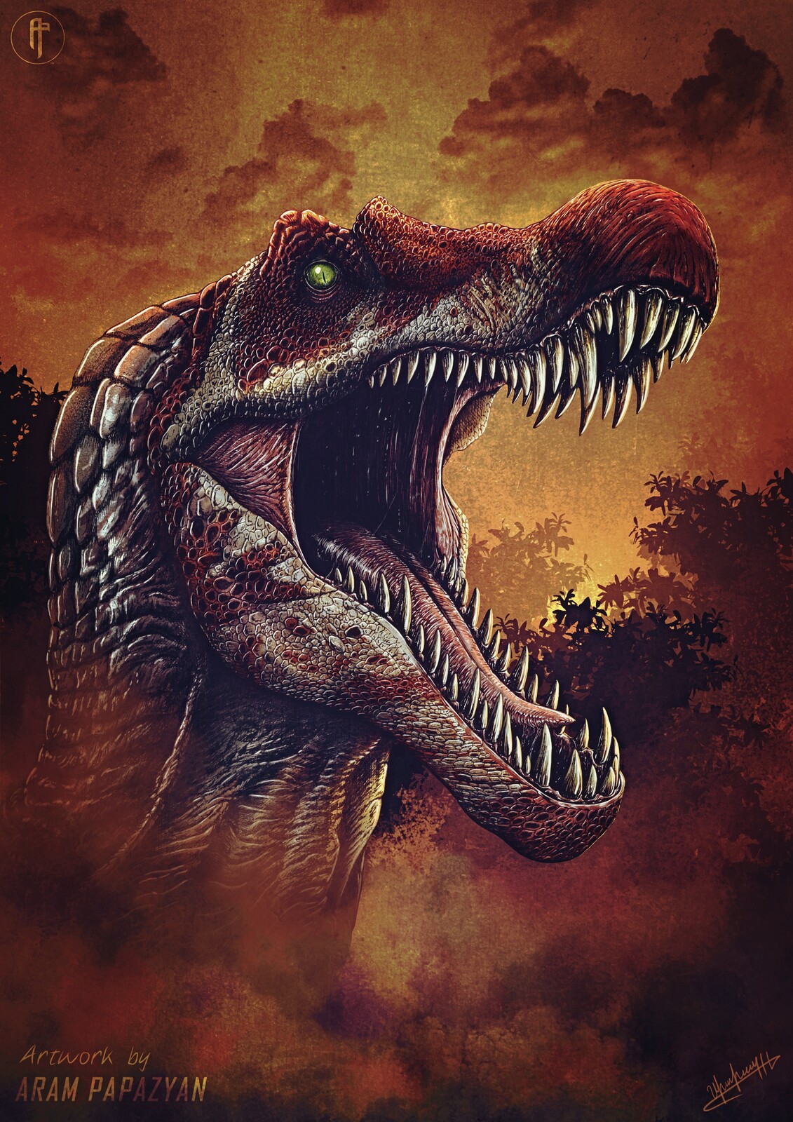 Jurassic Park Ingen Spinosaurus digital poster.