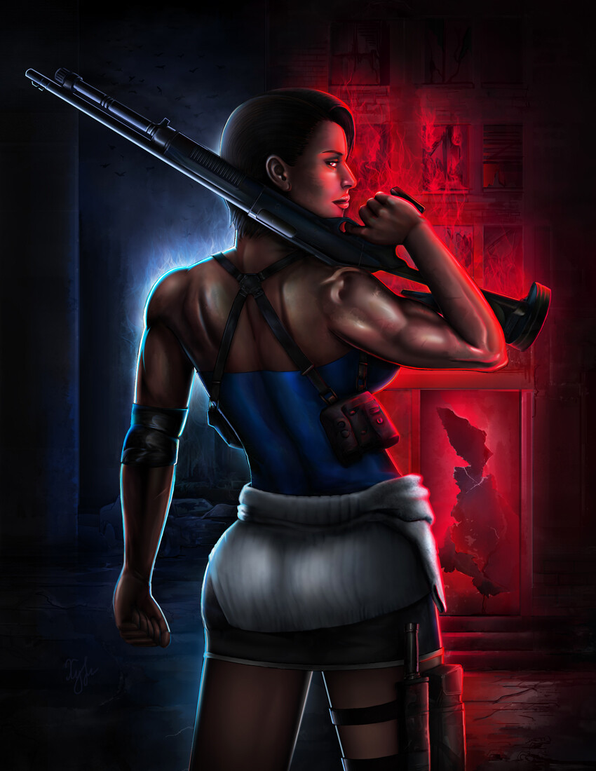jill valentine from resident evil 5, in battle suit outfit