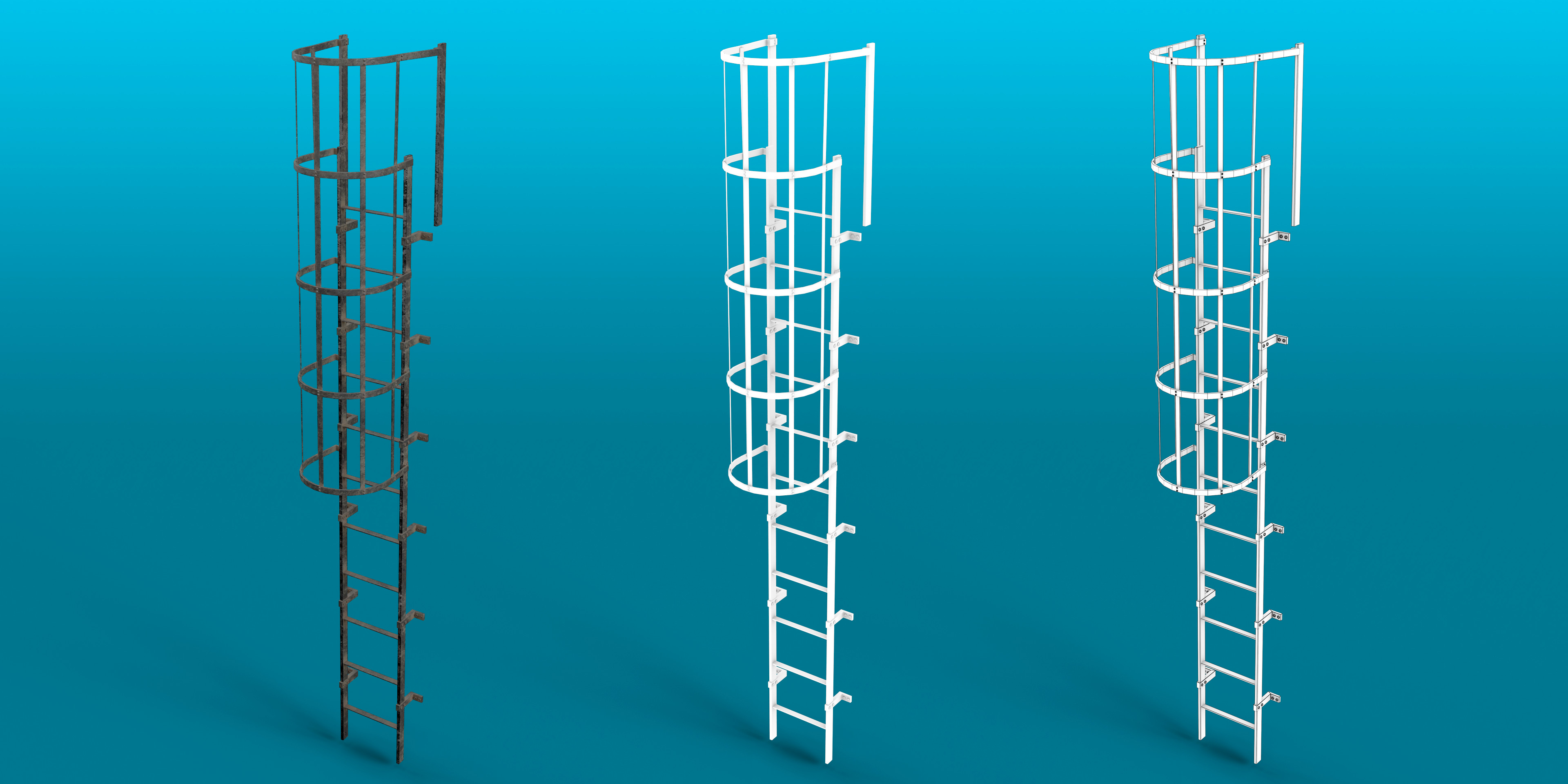 Roof stairs (Render, AO, Wireframe)