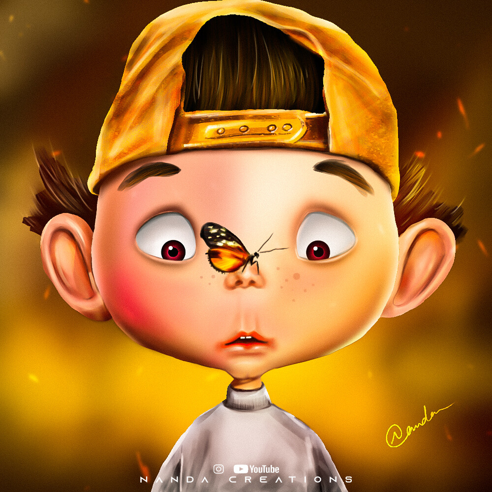 ArtStation - 3d funny boy and butterfly