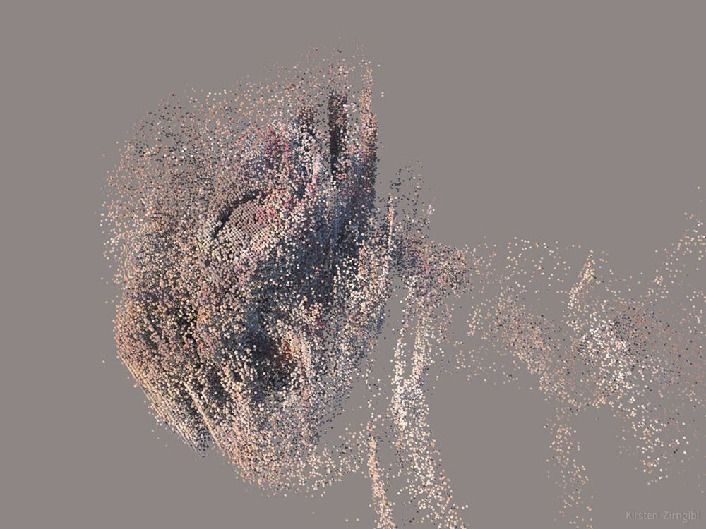 This volumetric cloud was generated from a sketch I did of a monster face.