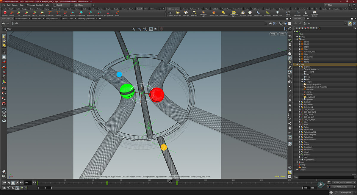 Some final animation tests in wireframe mode, it's better to see all objects movements !
