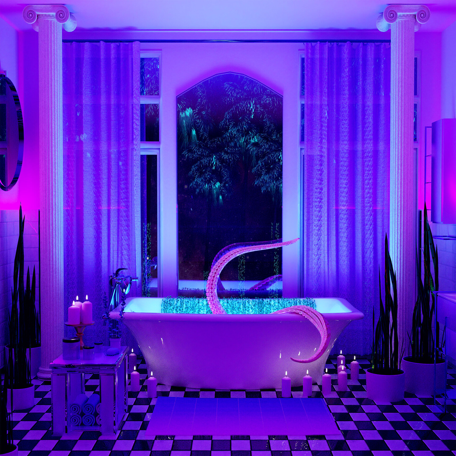 ArtStation - Vaporwave Bathroom