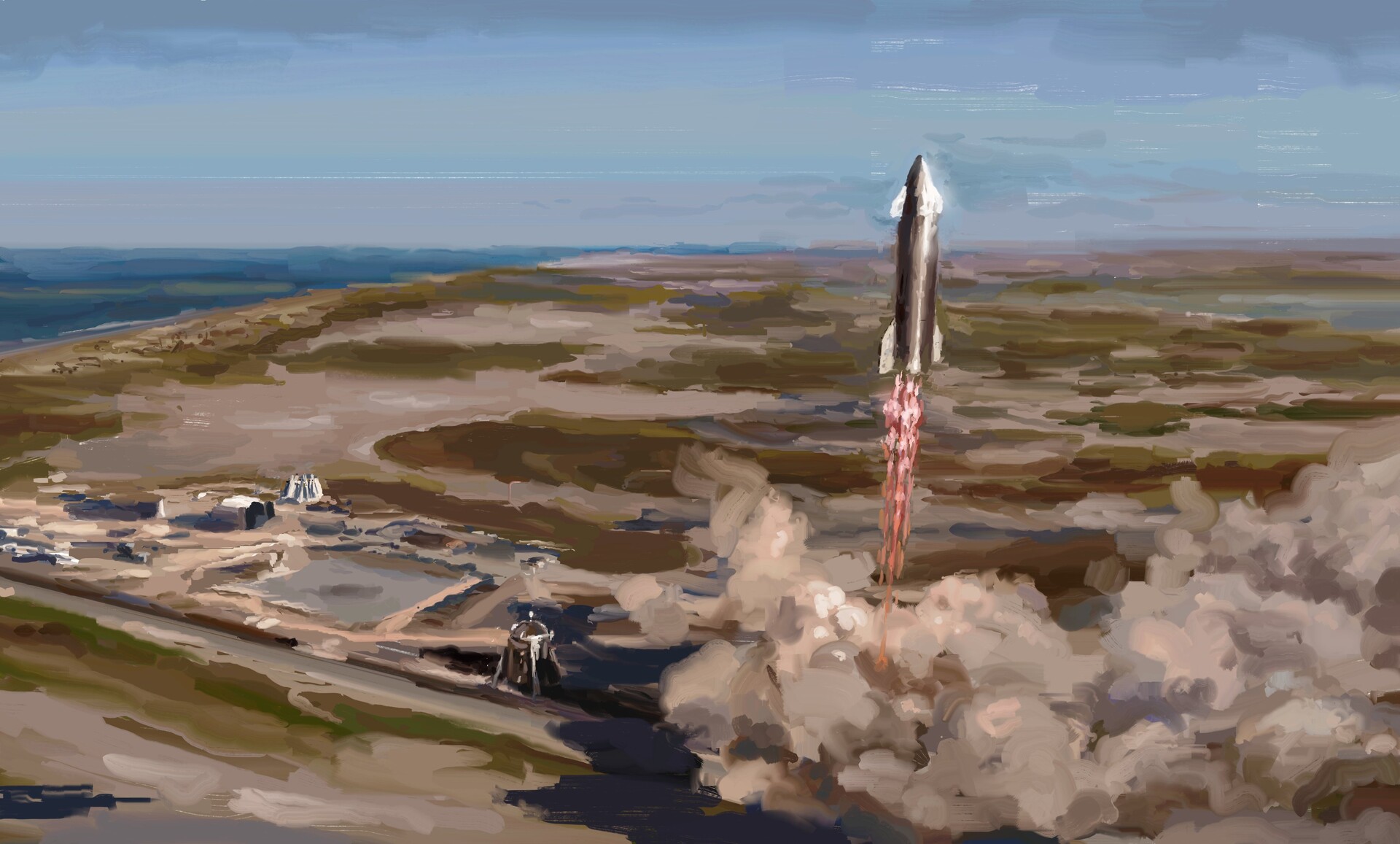Artstation Spacex Starship Sn8 Liftoff