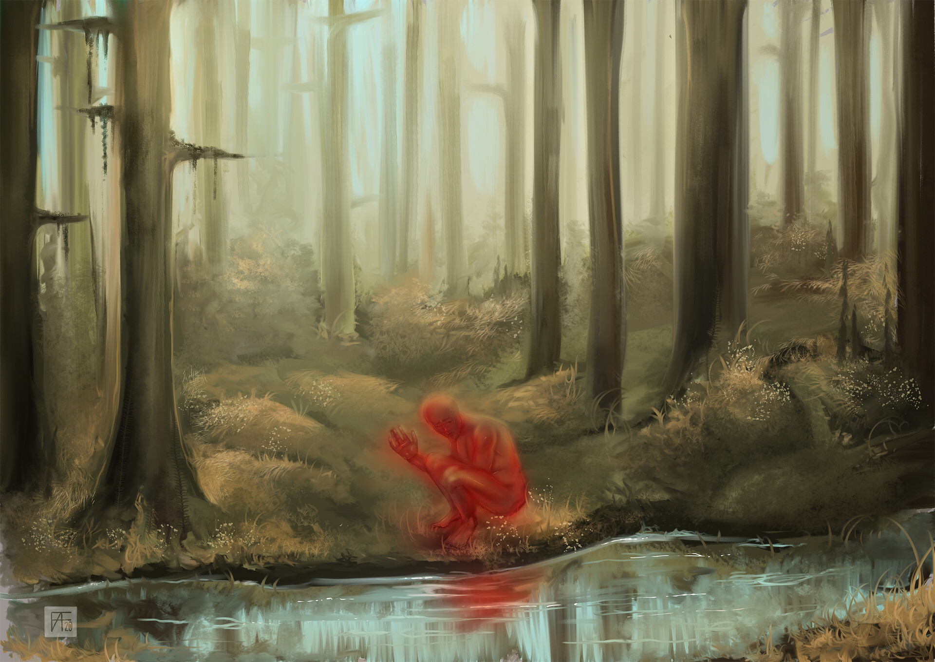 ArtStation Red man in the forest