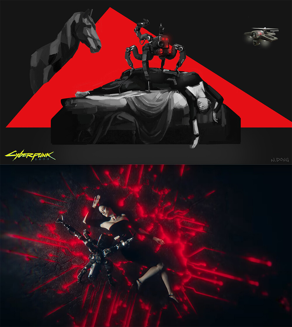 From my Key Frame Illustration to final music video shot comparison #3.