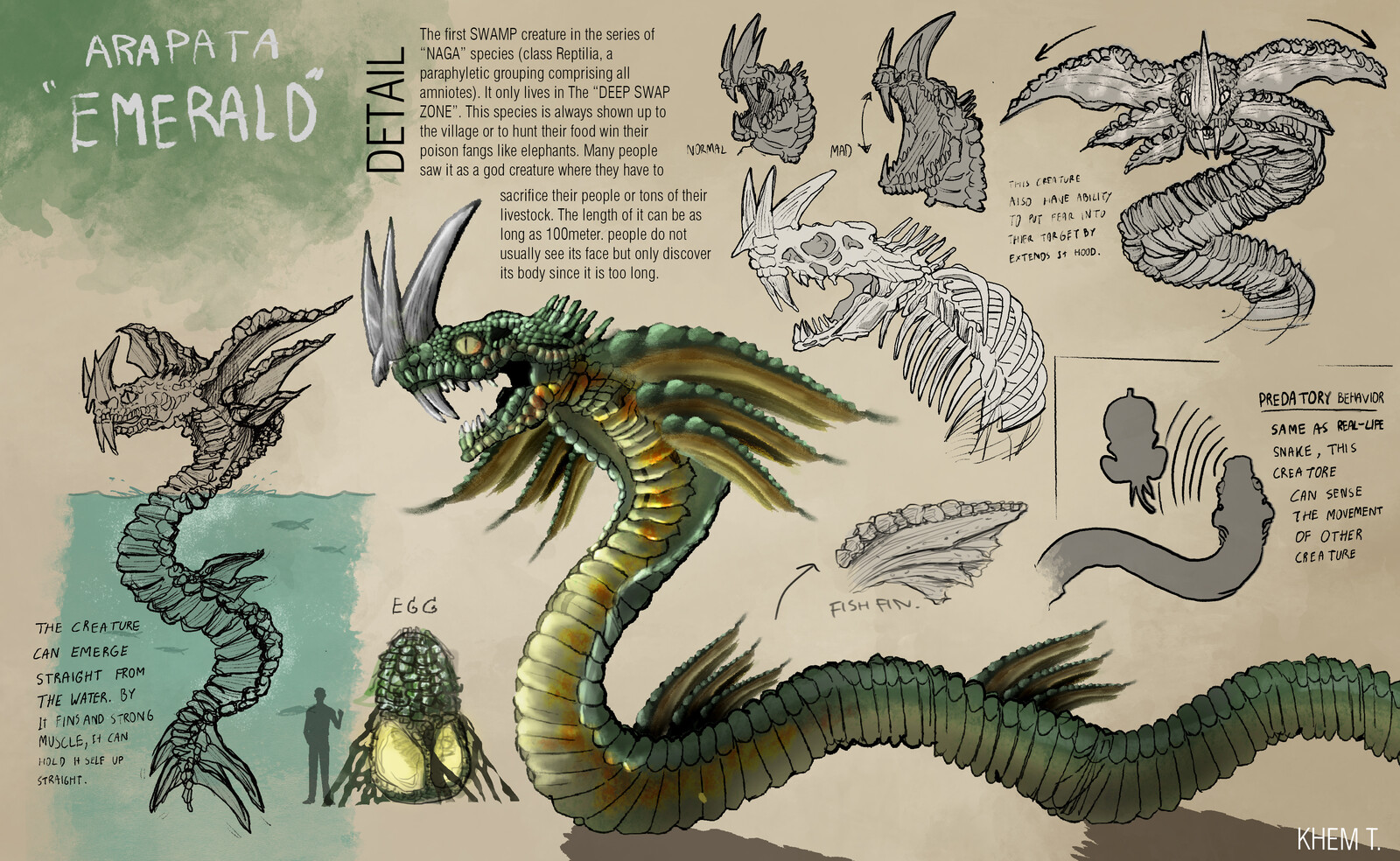 ARAPATA NAGA "EMERALD" // Creature Concept art : 4 Species Naga Series