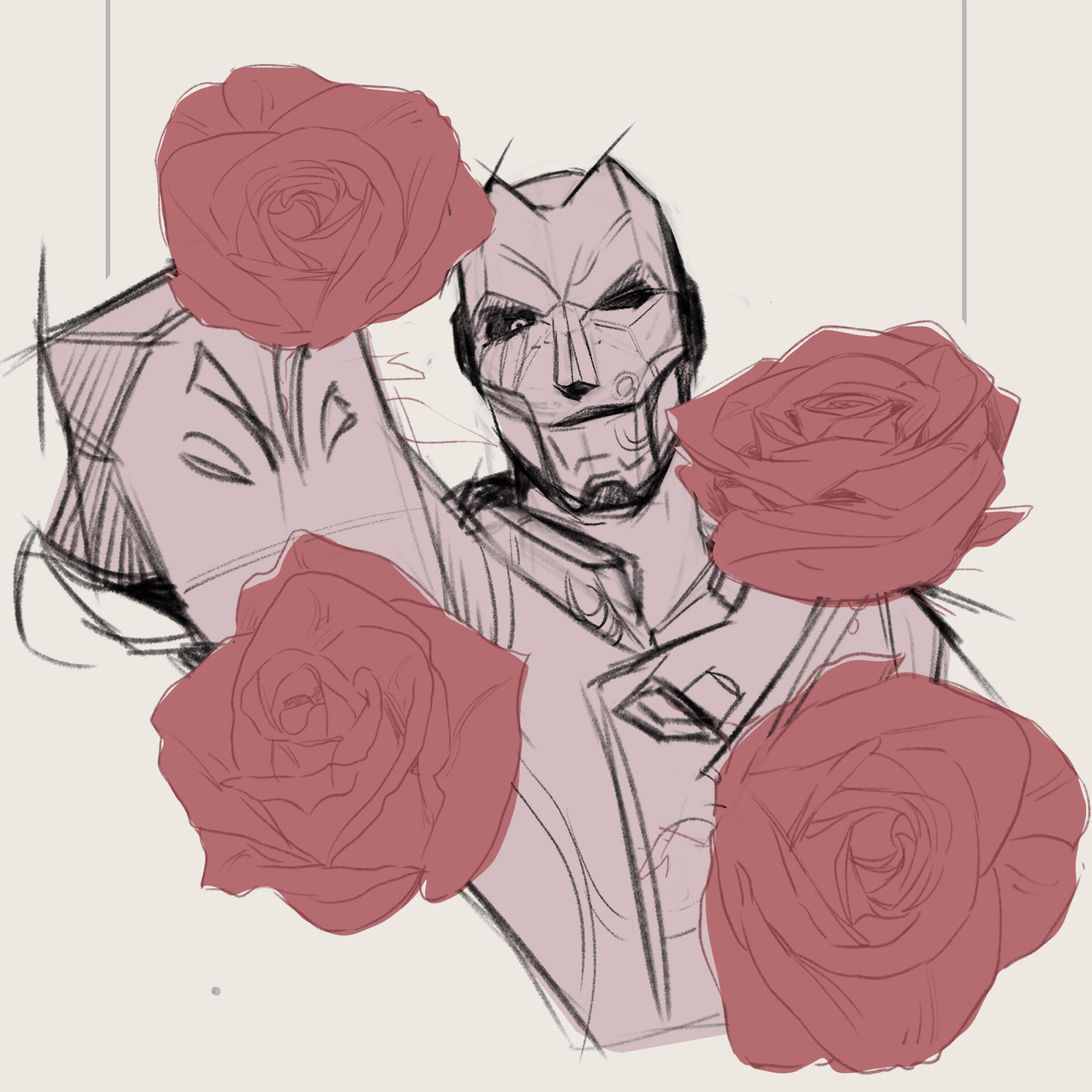 scp 049 and scp 035 holding roses | Sticker