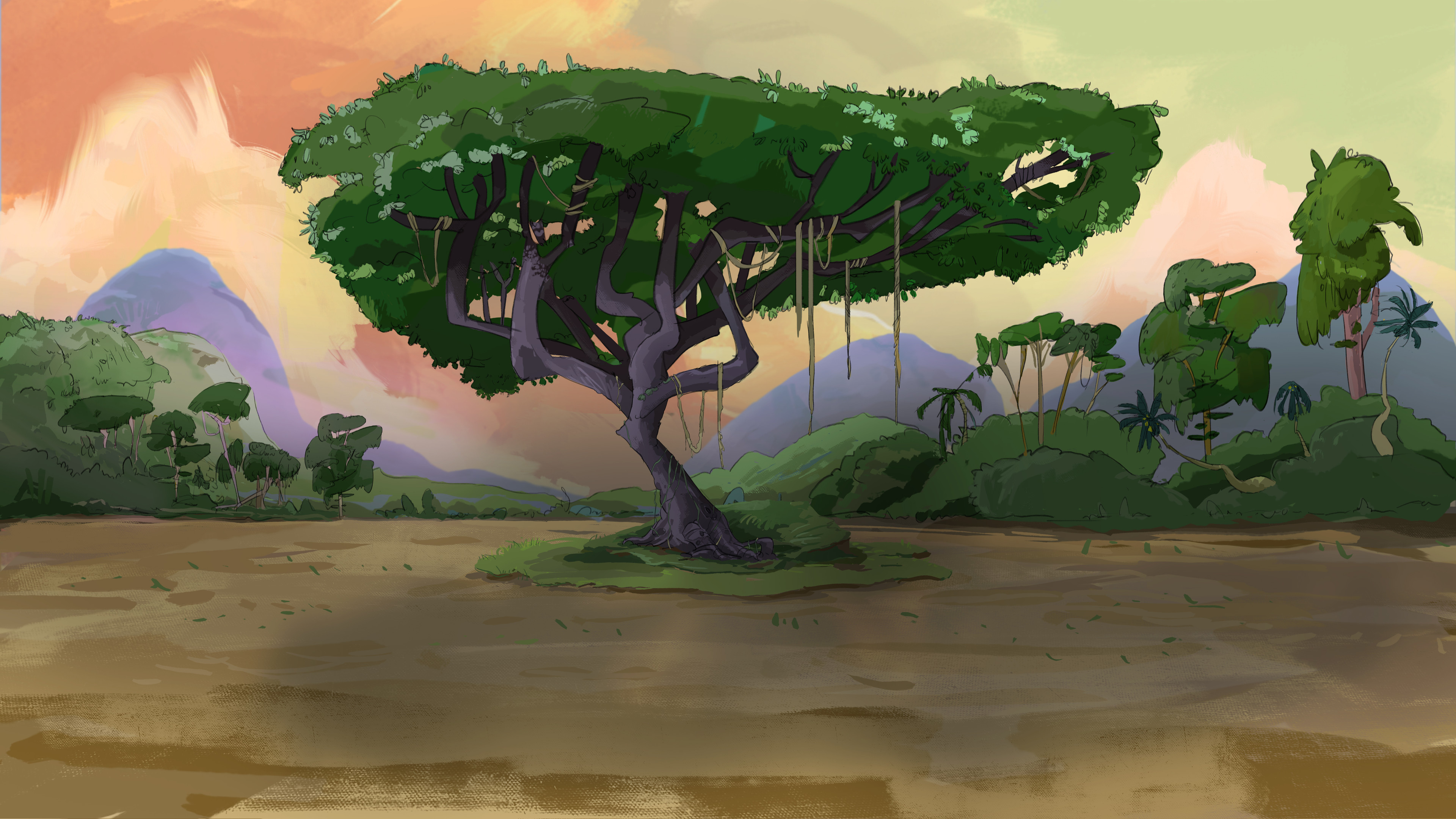 Tree - Dusk - background design 