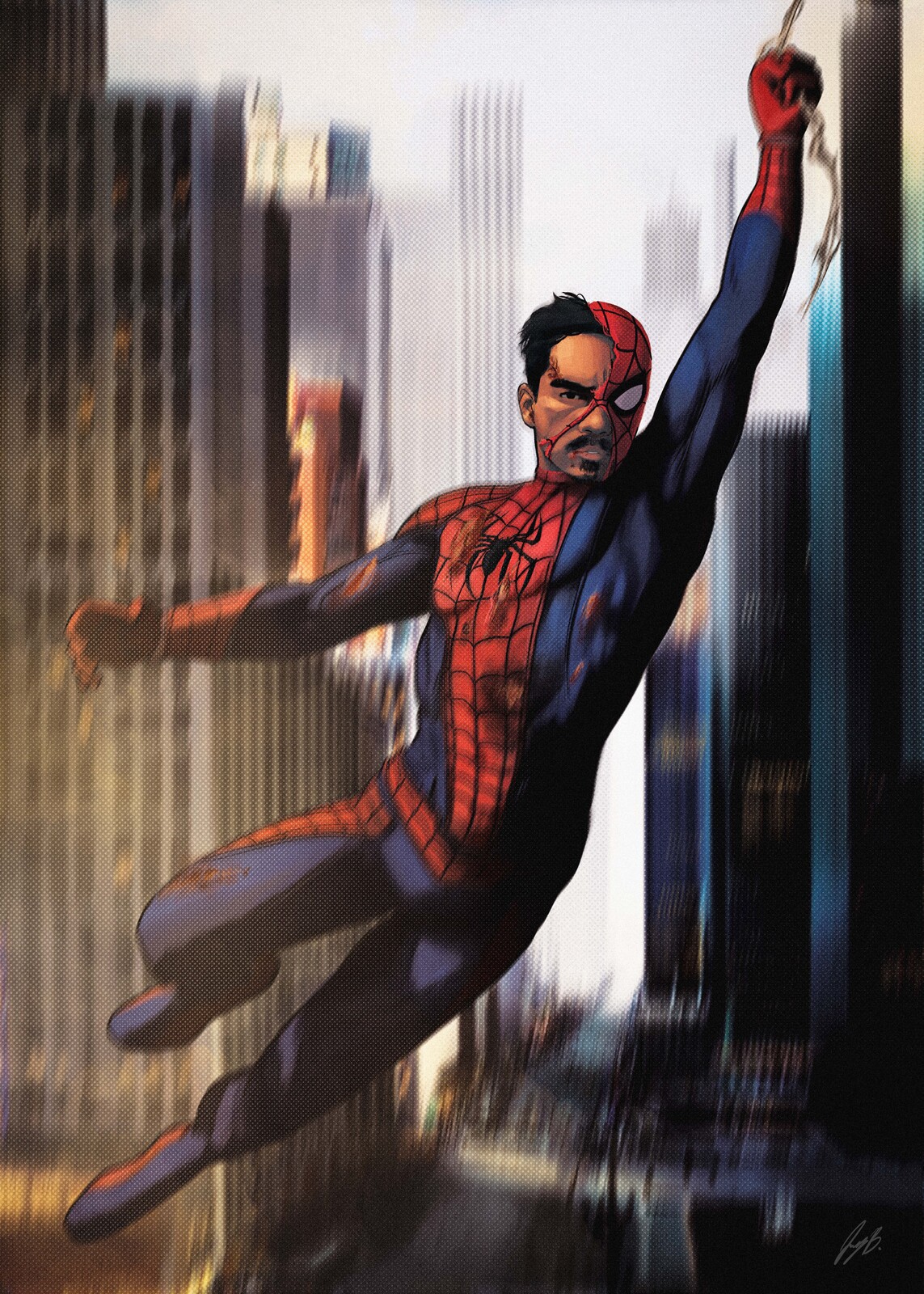 Commission - Battle Damaged Spiderman 
