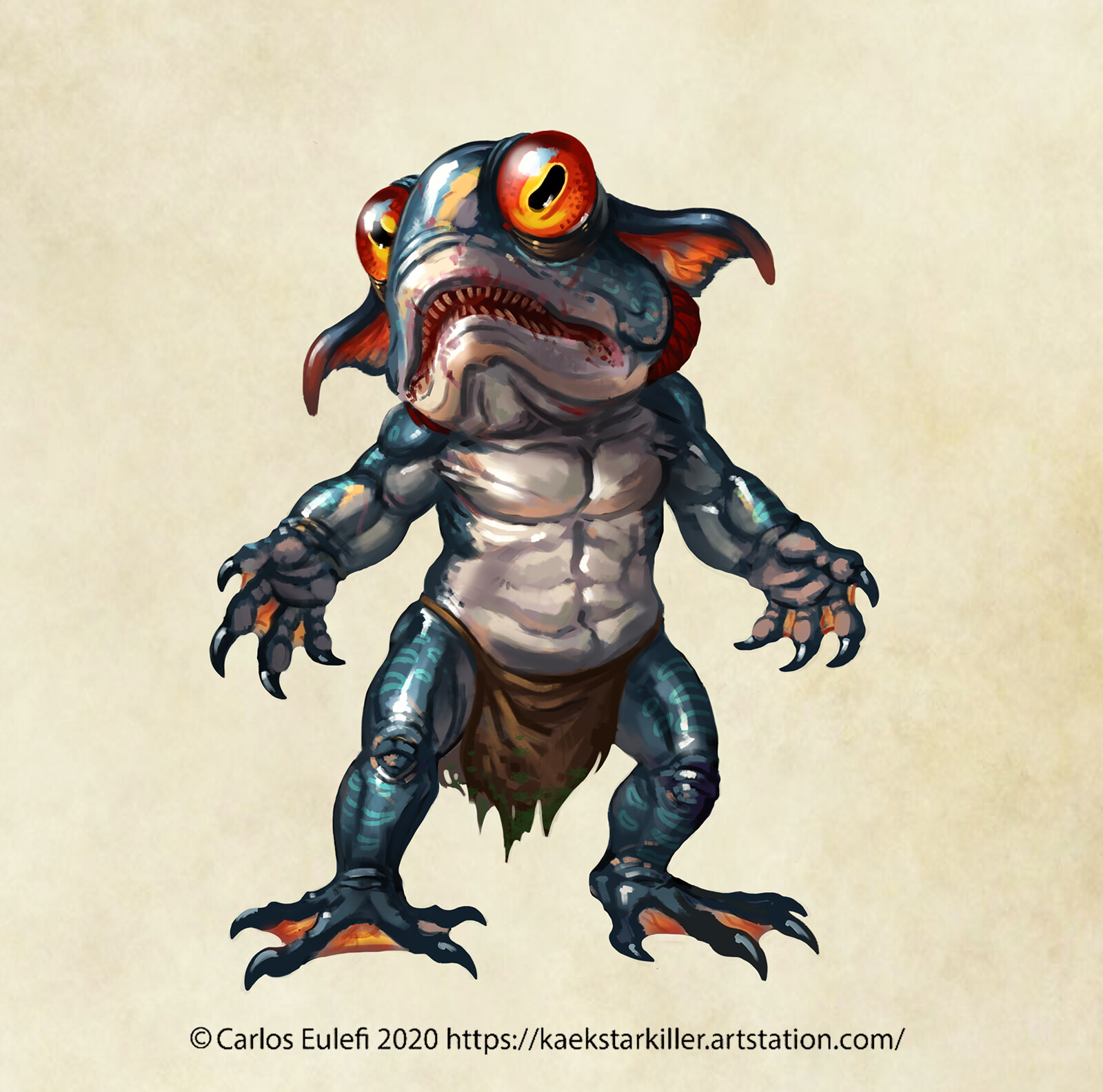 Fishy Goblin creature commission for roleplaying