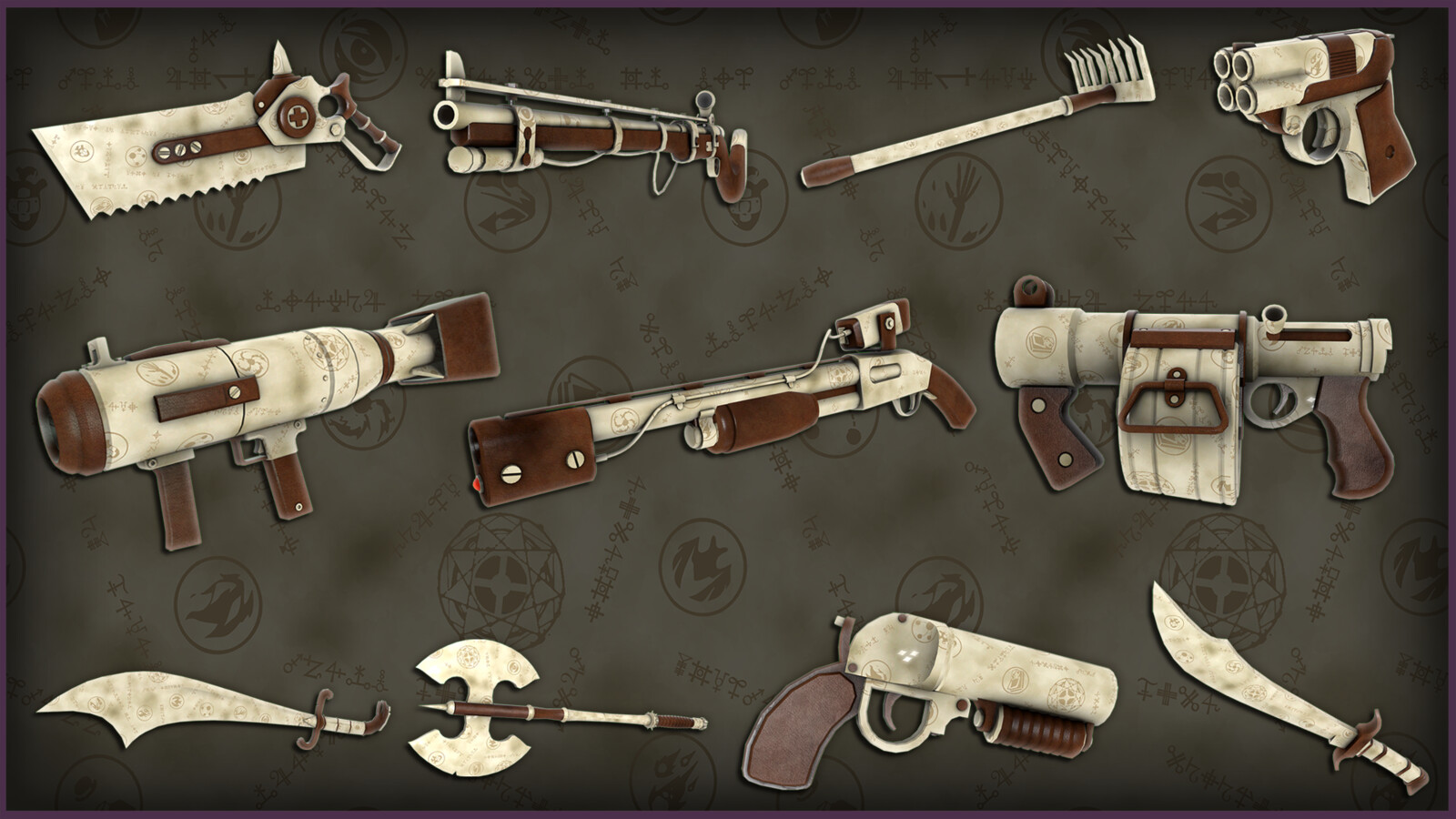 Previews on most of the other "War Paintable" weapons