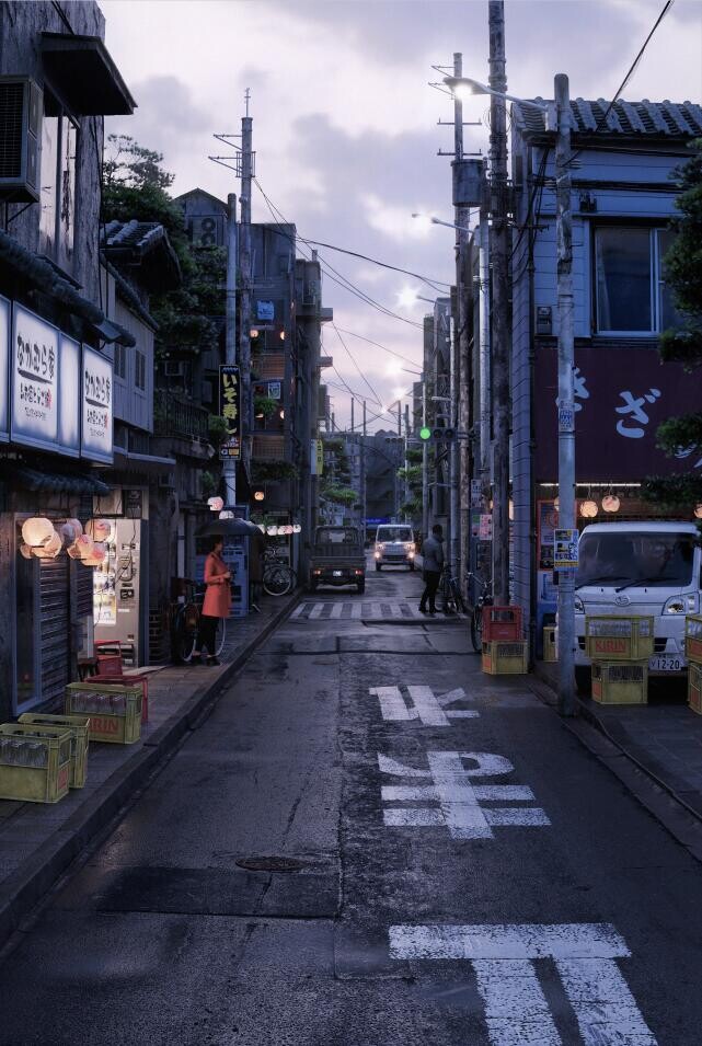 Wing Fox Photorealistic Japanese Alleyway