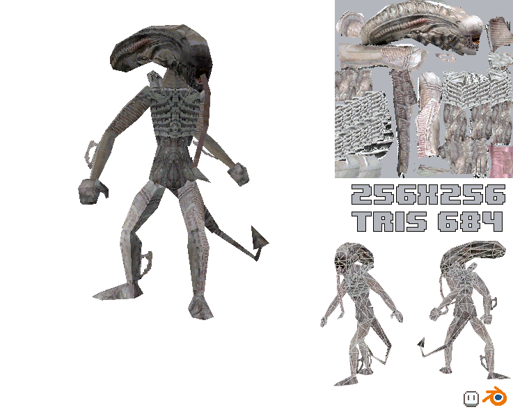 ArtStation PS1 Style Albino Xenomorph