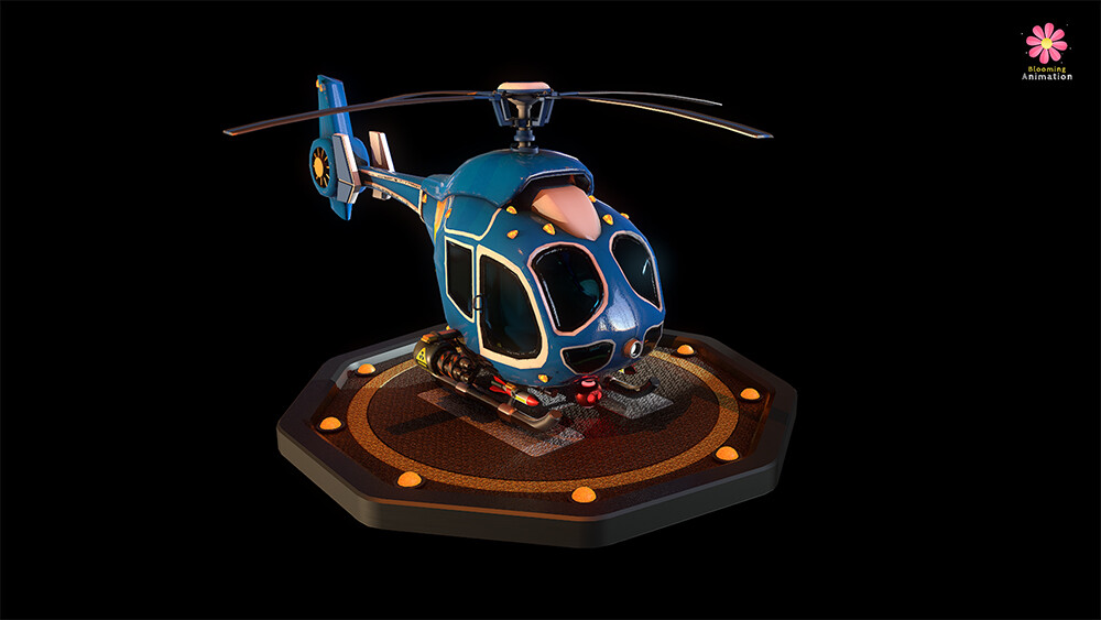 Artstation Helicopter Textured Blooming Animation