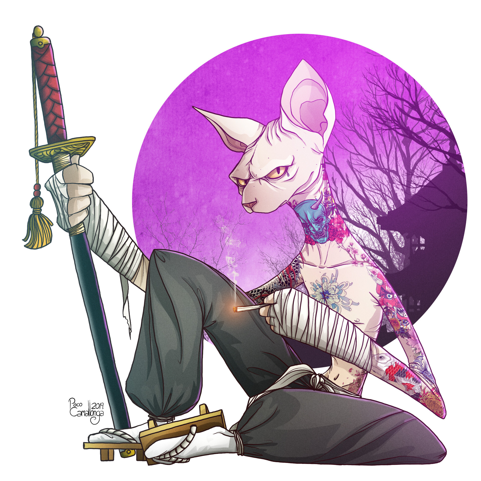 ArtStation Yakuza cat