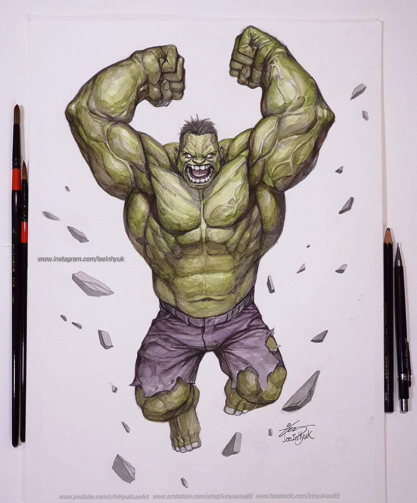 Hulk Smash/ Full Body/ A3/ watercolor
