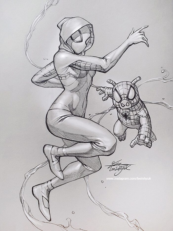 Gwen and Ham / Full body / pencil / A4 size