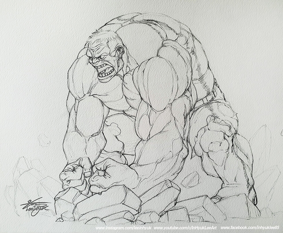 Hulk Smash/ Full Body/ A3/ sketch for watercolor