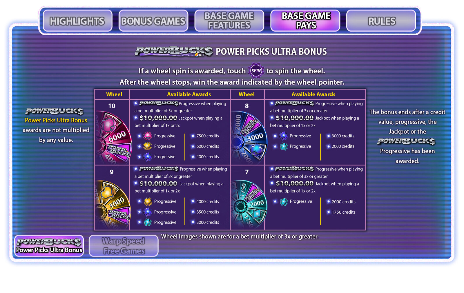 Design for Game Rules screens on the User Interface