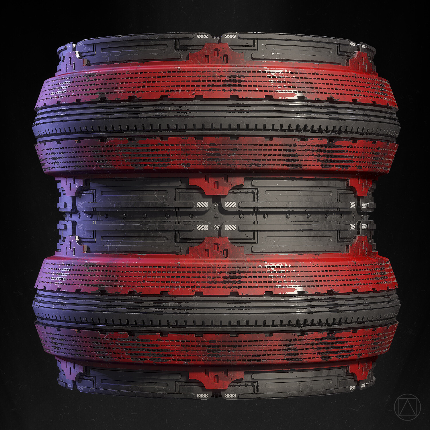 100% Substance Designer, rendered in Marmoset Toolbag 3.

Cylinder, tiled.