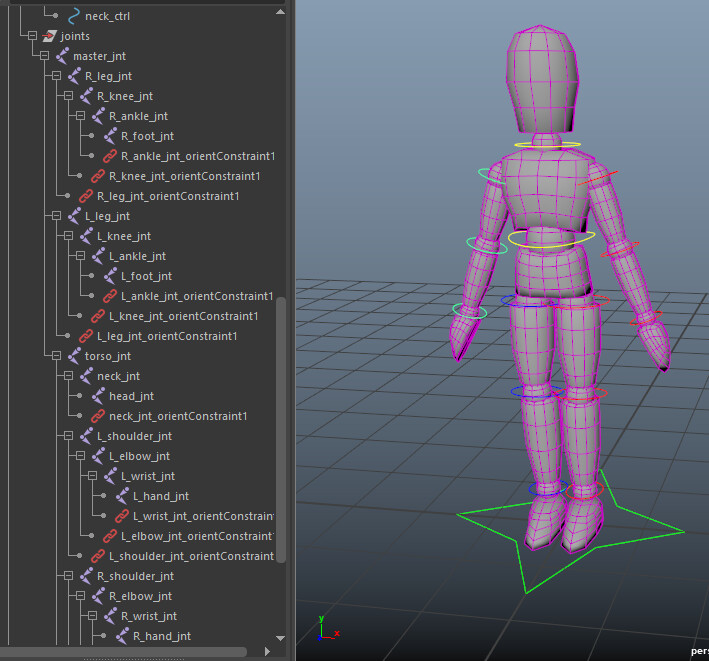 Mannequin rig for posing and animation