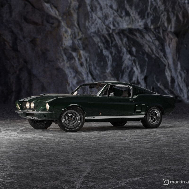 Ford Mustang Gt500 - High poly modeling, Lighting & Rendering