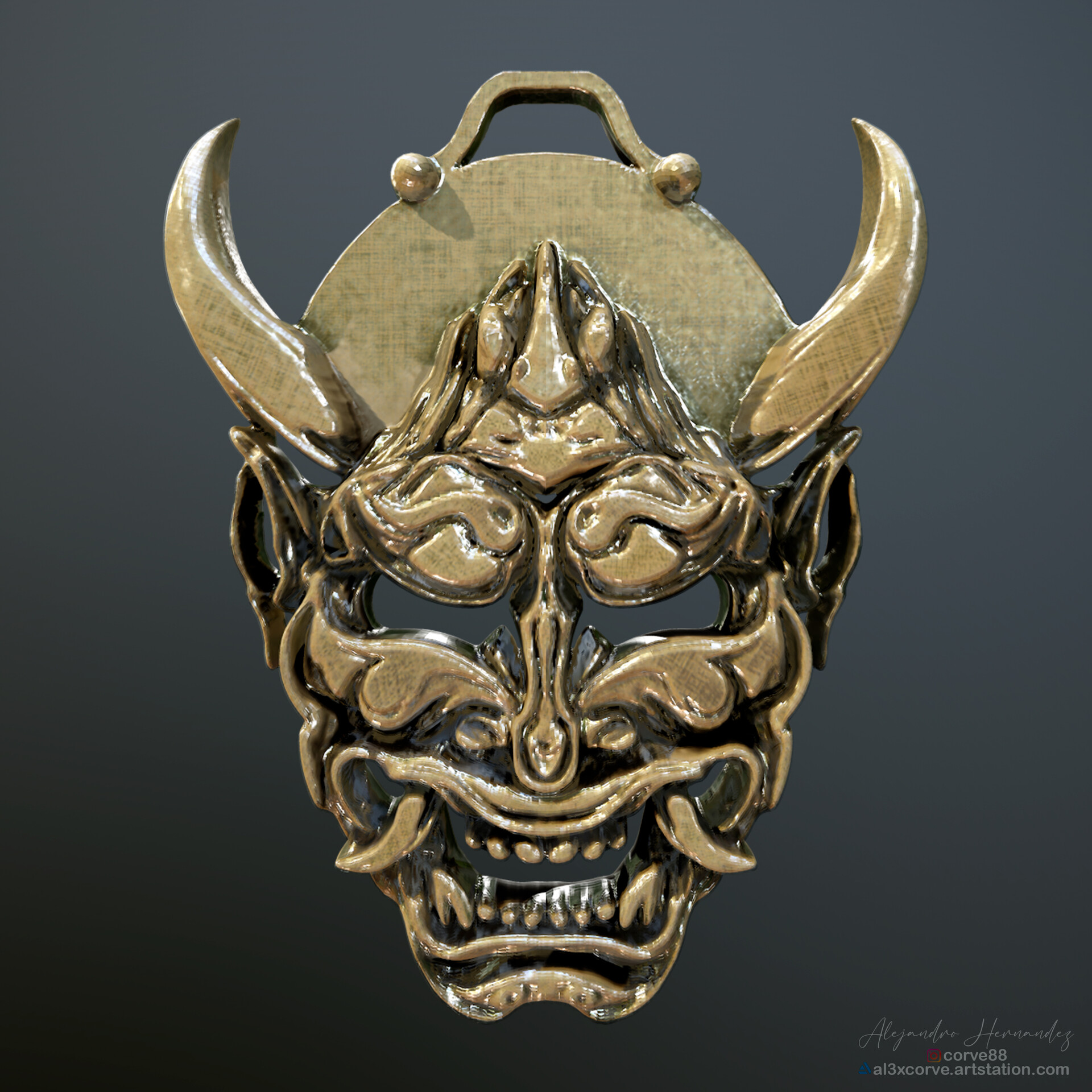 ArtStation - Hannya Mask 3D (Pendant Jewerly)