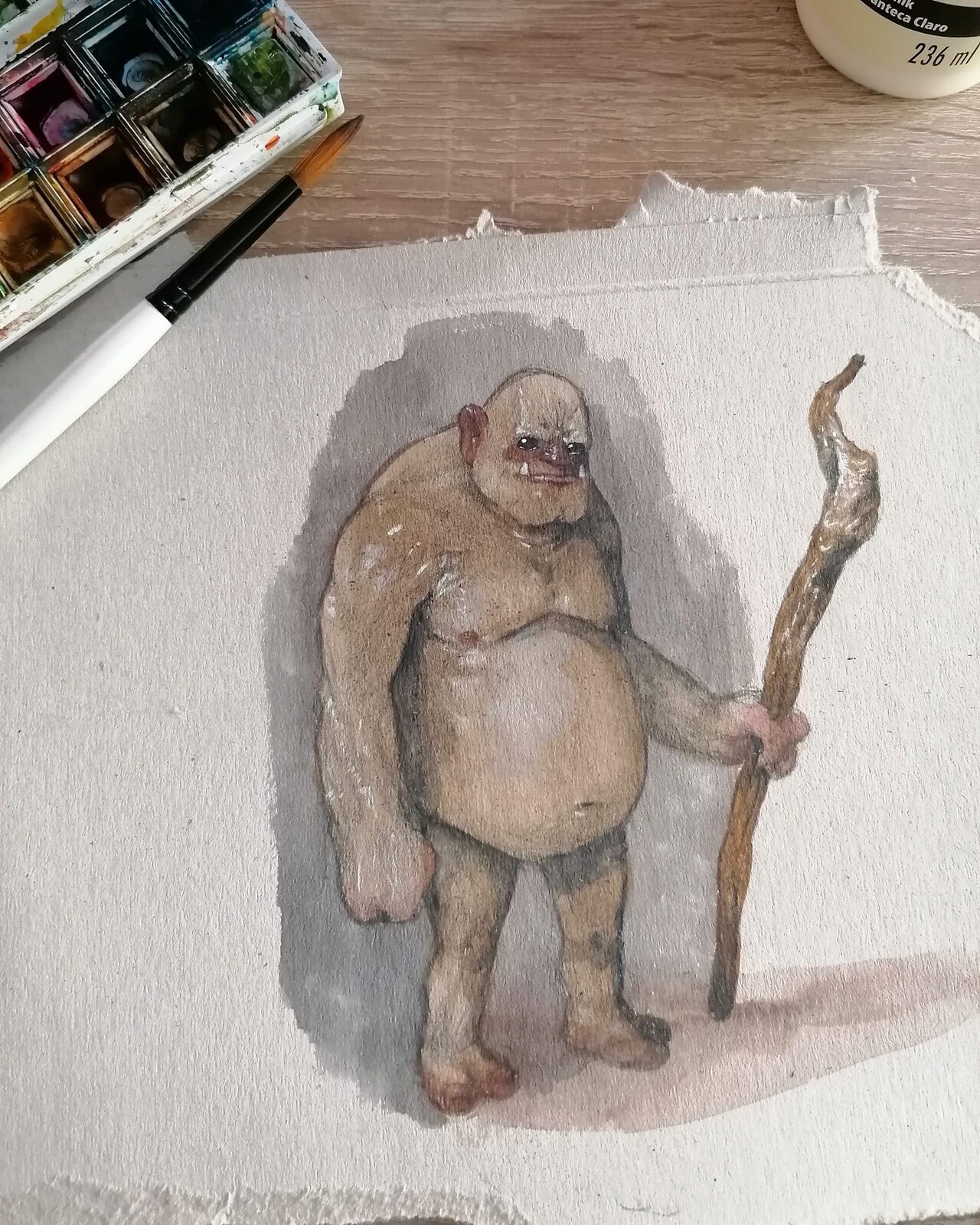 Quick ogre study made in watercolours and pencil