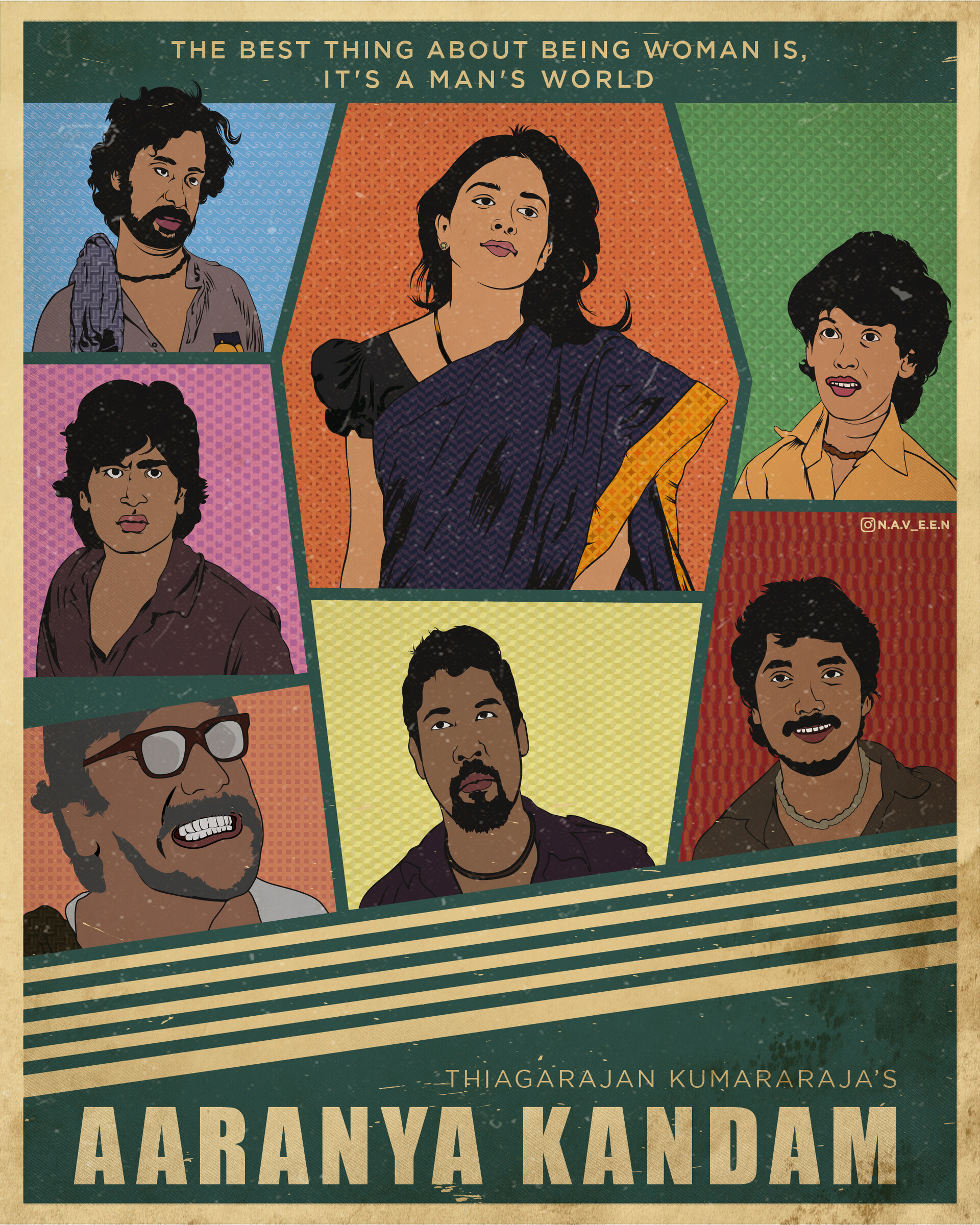 Naveen Siva Aaranya Kaandam Movie Poster Illustration