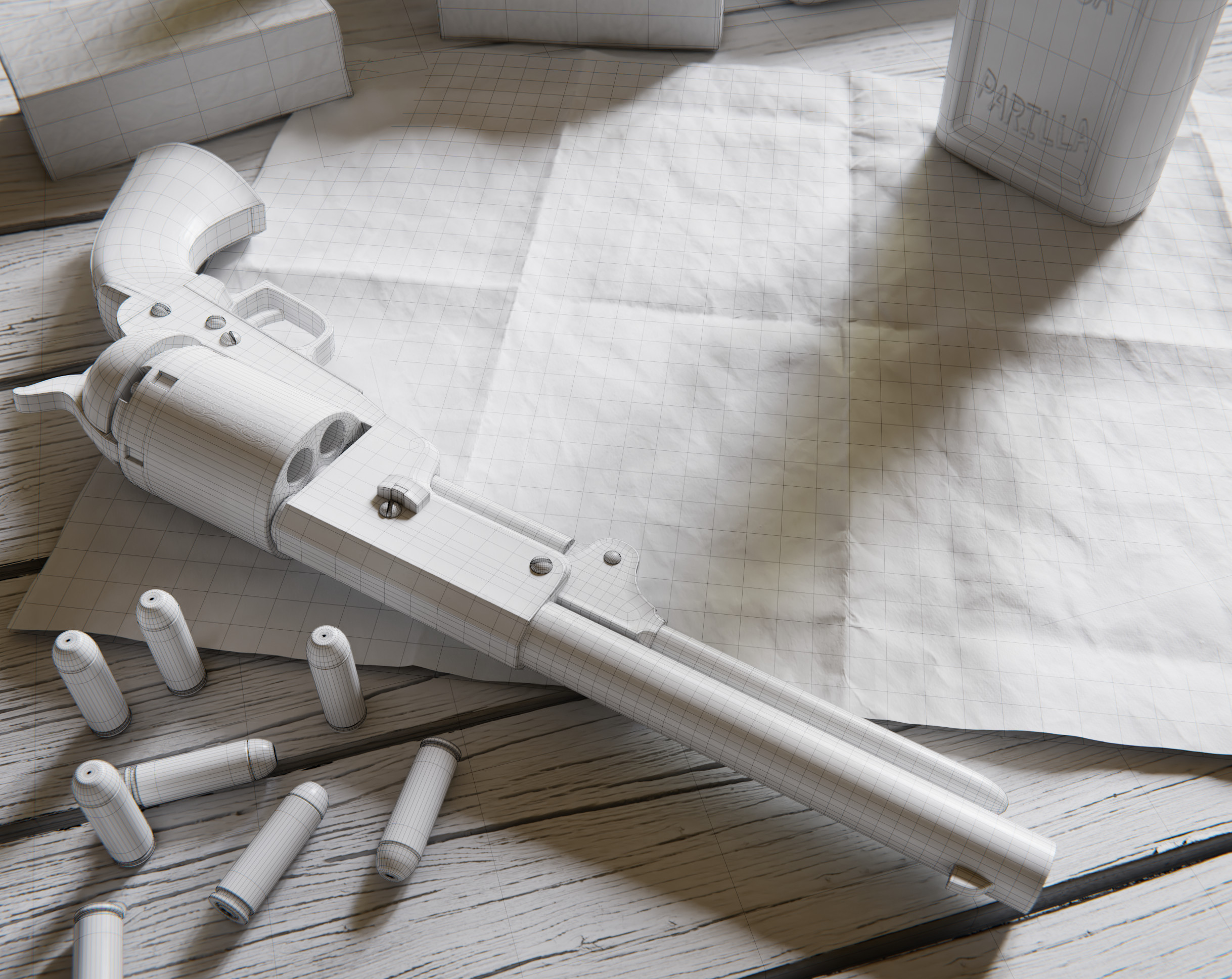 Clay Wireframe Render