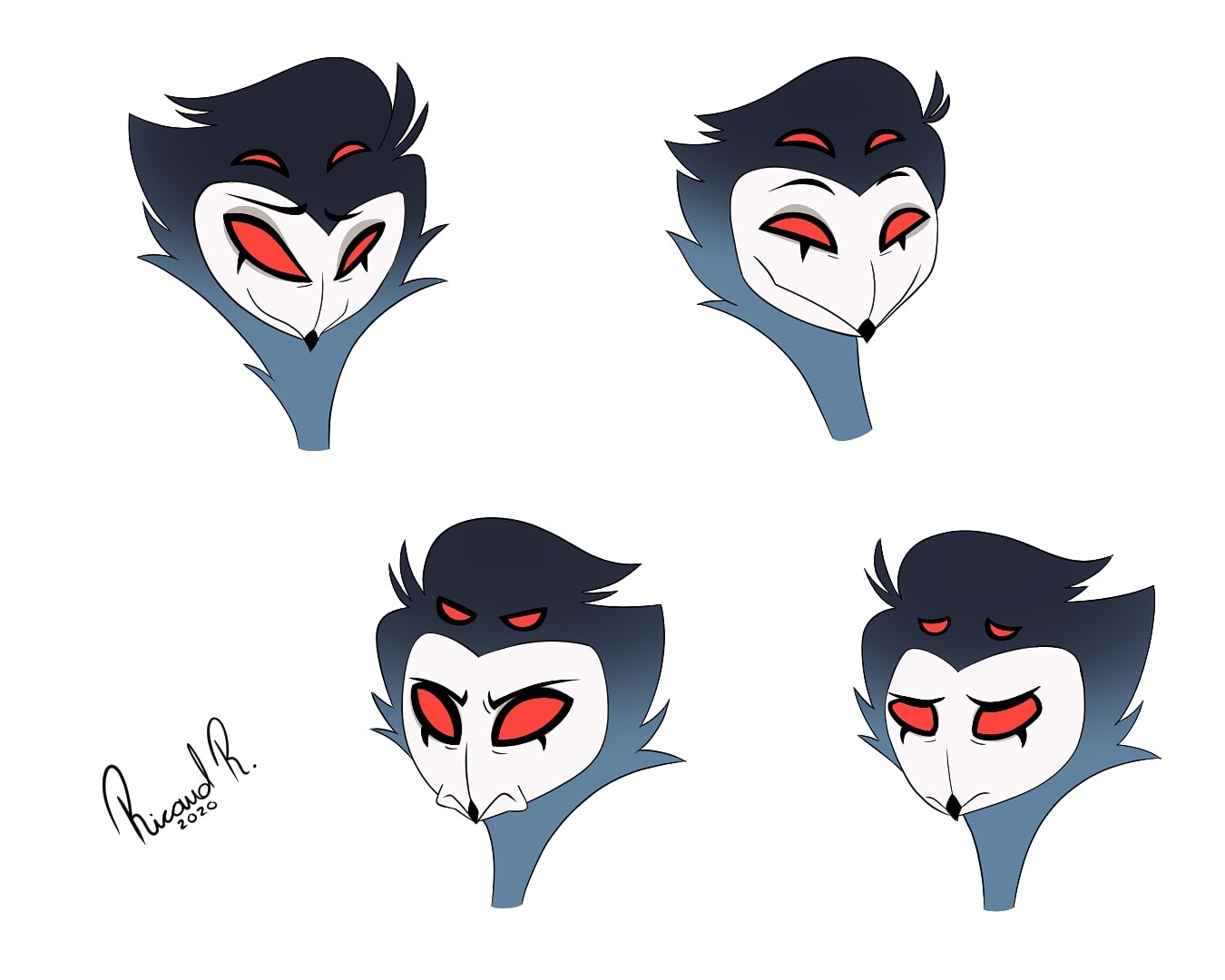 Ricardo ricaud helluva boss characters expressions sheet practice