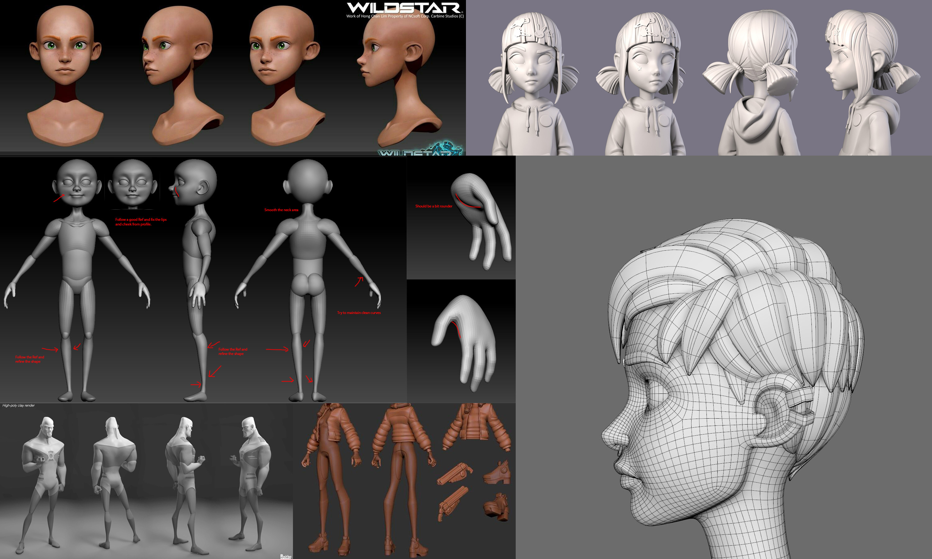 The blocking stage continued through refinement and tweaks, with feedback provided to me from my professor.  A great deal of references were used to help me with a stylized final look.