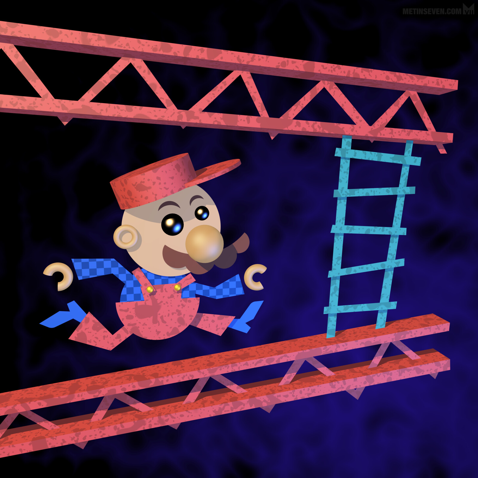 Semi-3D cut-out style experiment featuring Mario in Donkey Kong