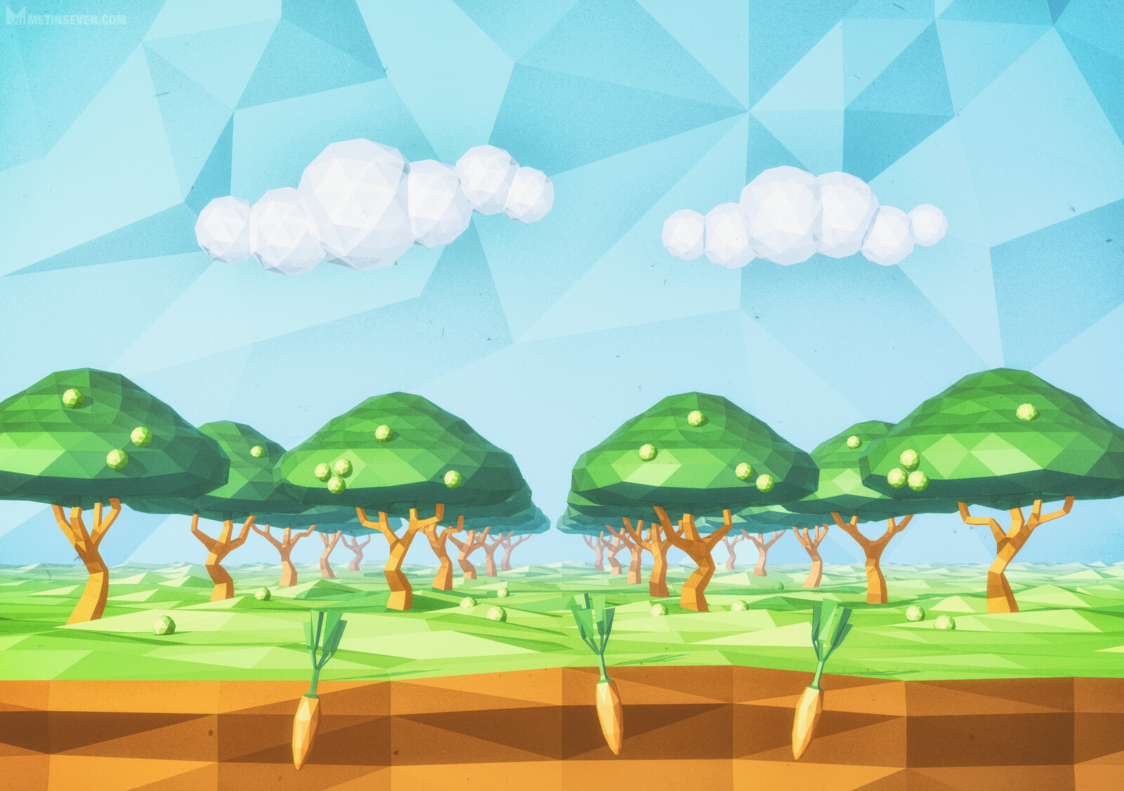 Low-polygon orchard