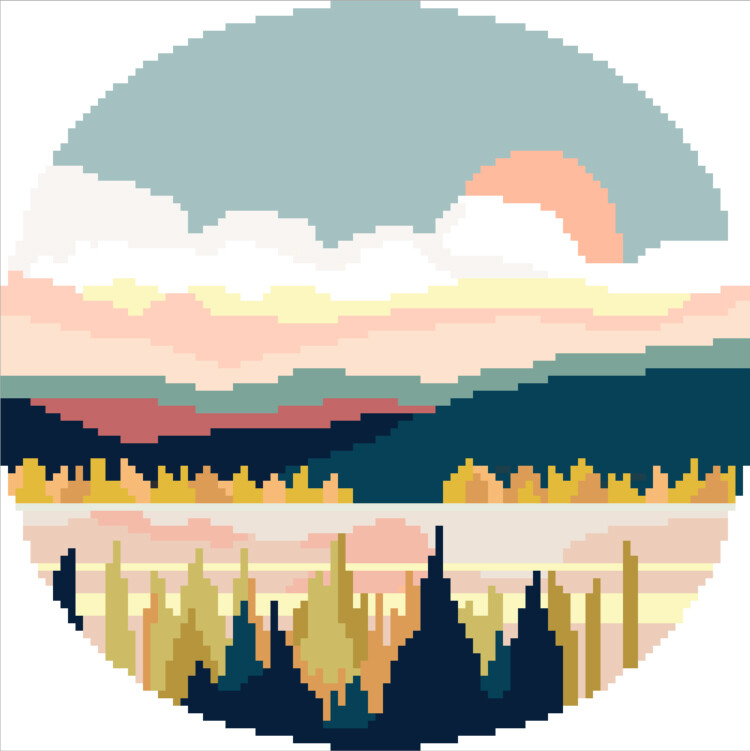 lake and forest pixel art merve kaplan