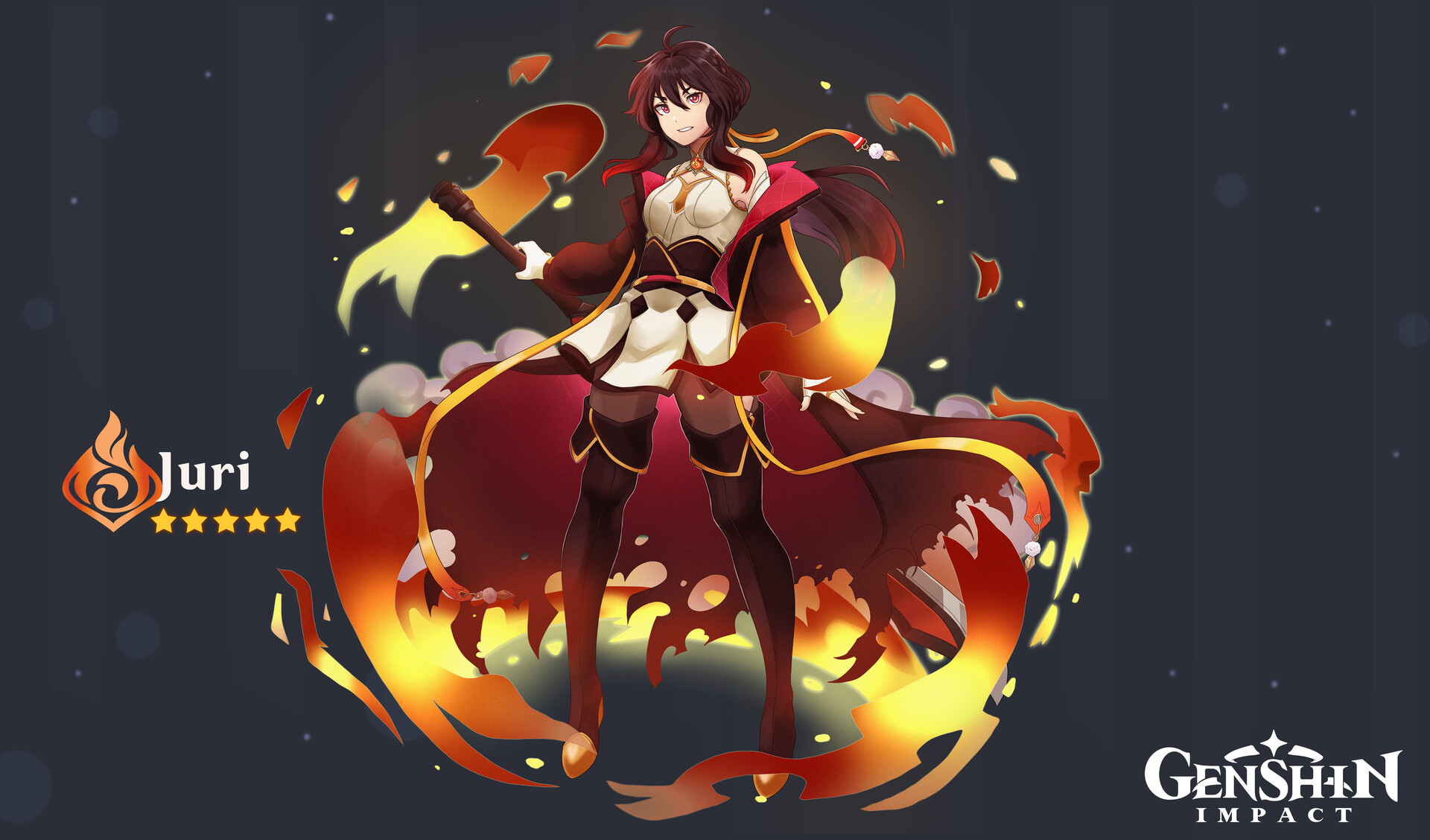 Artstation genshin impact oc pyro character 