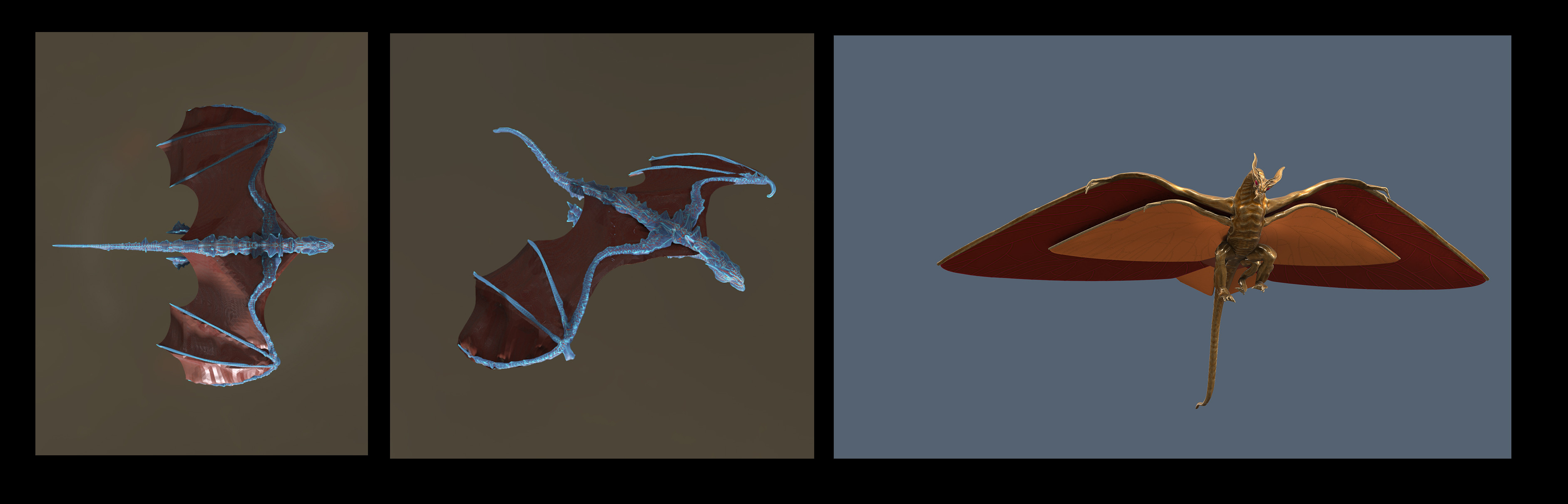 Some WIP sculpts and alternate colors, I considered doing more batlike wings at one point