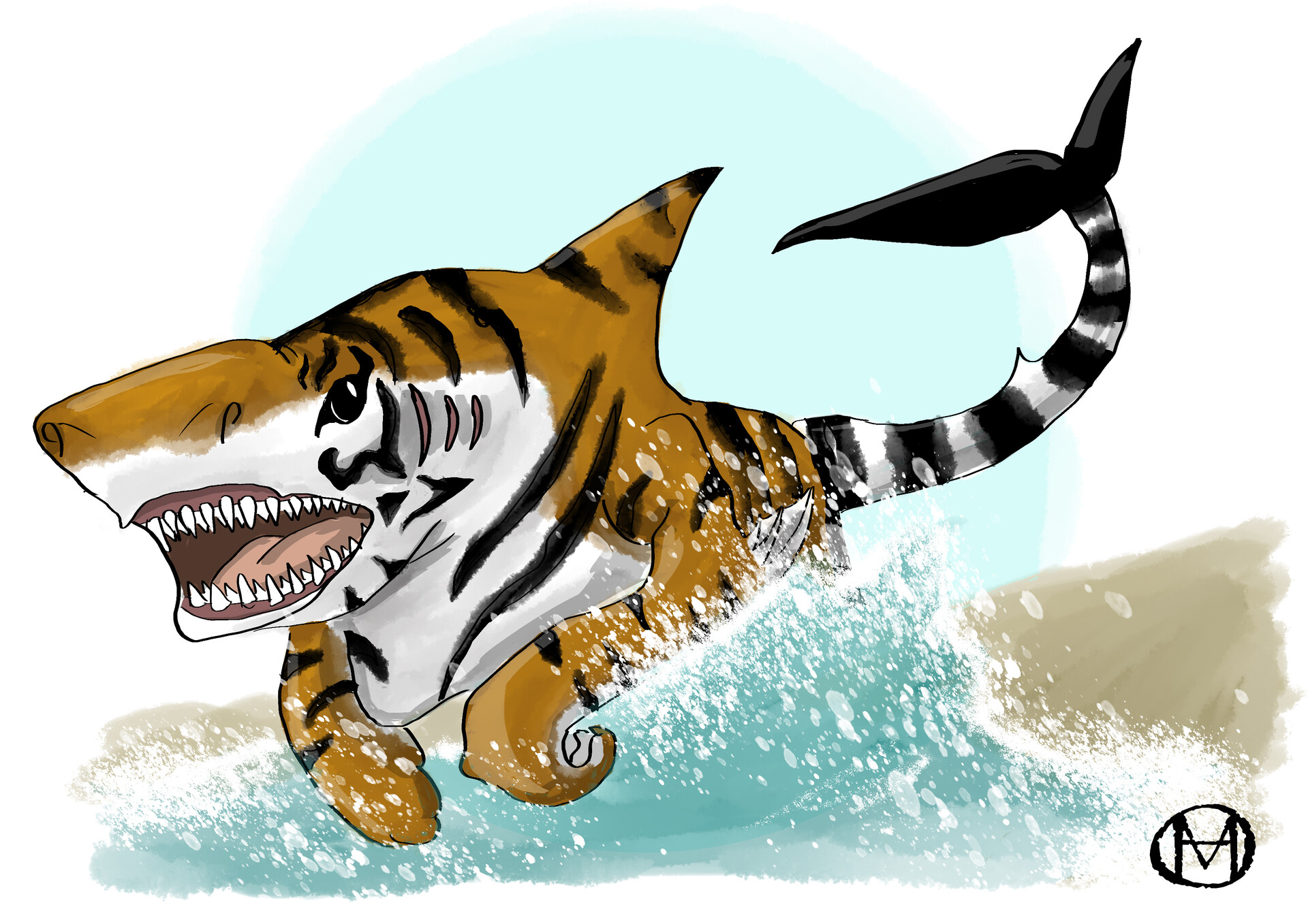 How to Draw a Baby Tiger Shark