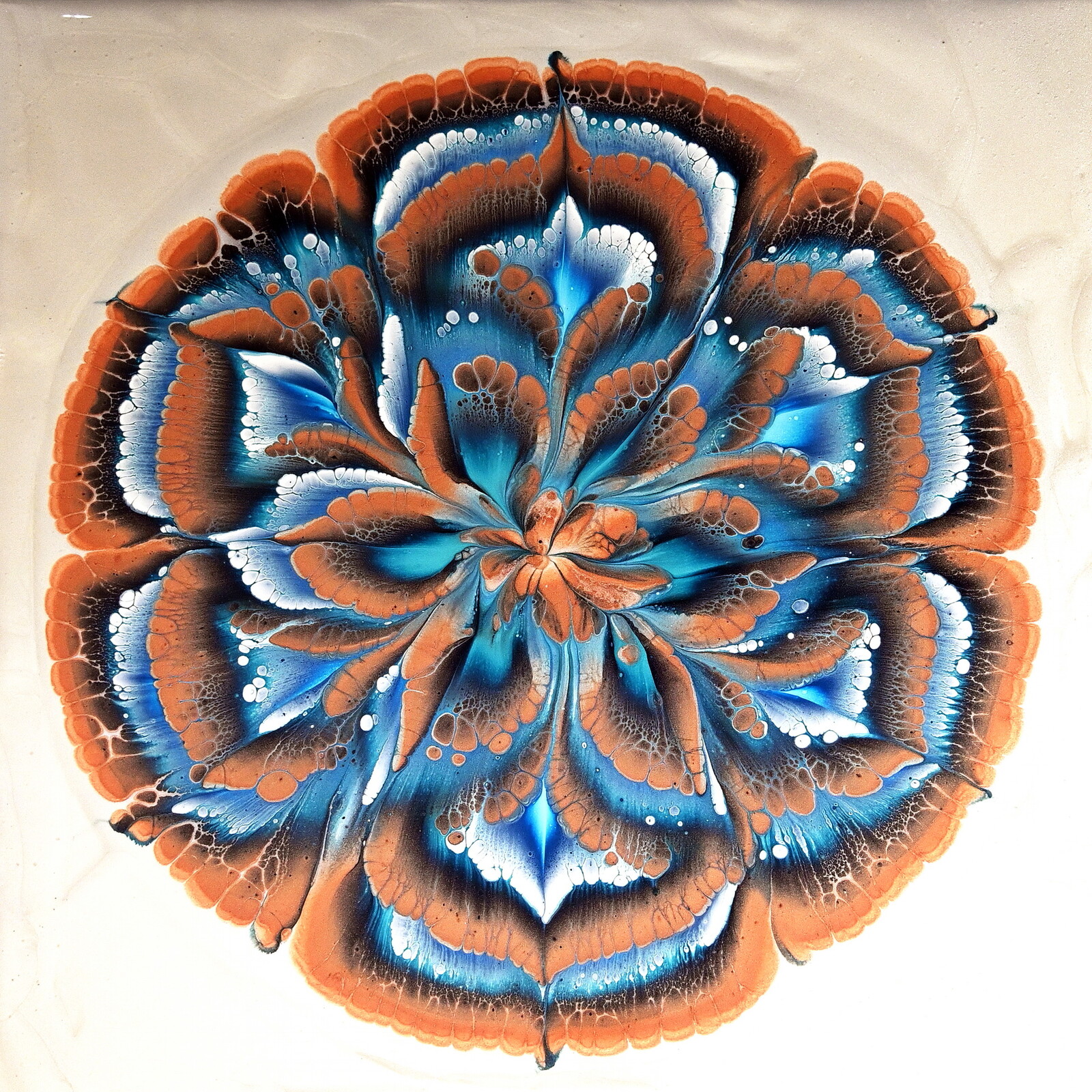 Fiona Art CUP BOTTOM acrylic pour painting Reverse flower dip with