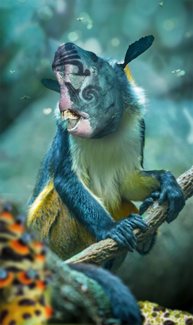 ArtStation - Blue Bump-monkey (hybrid primate/fish)