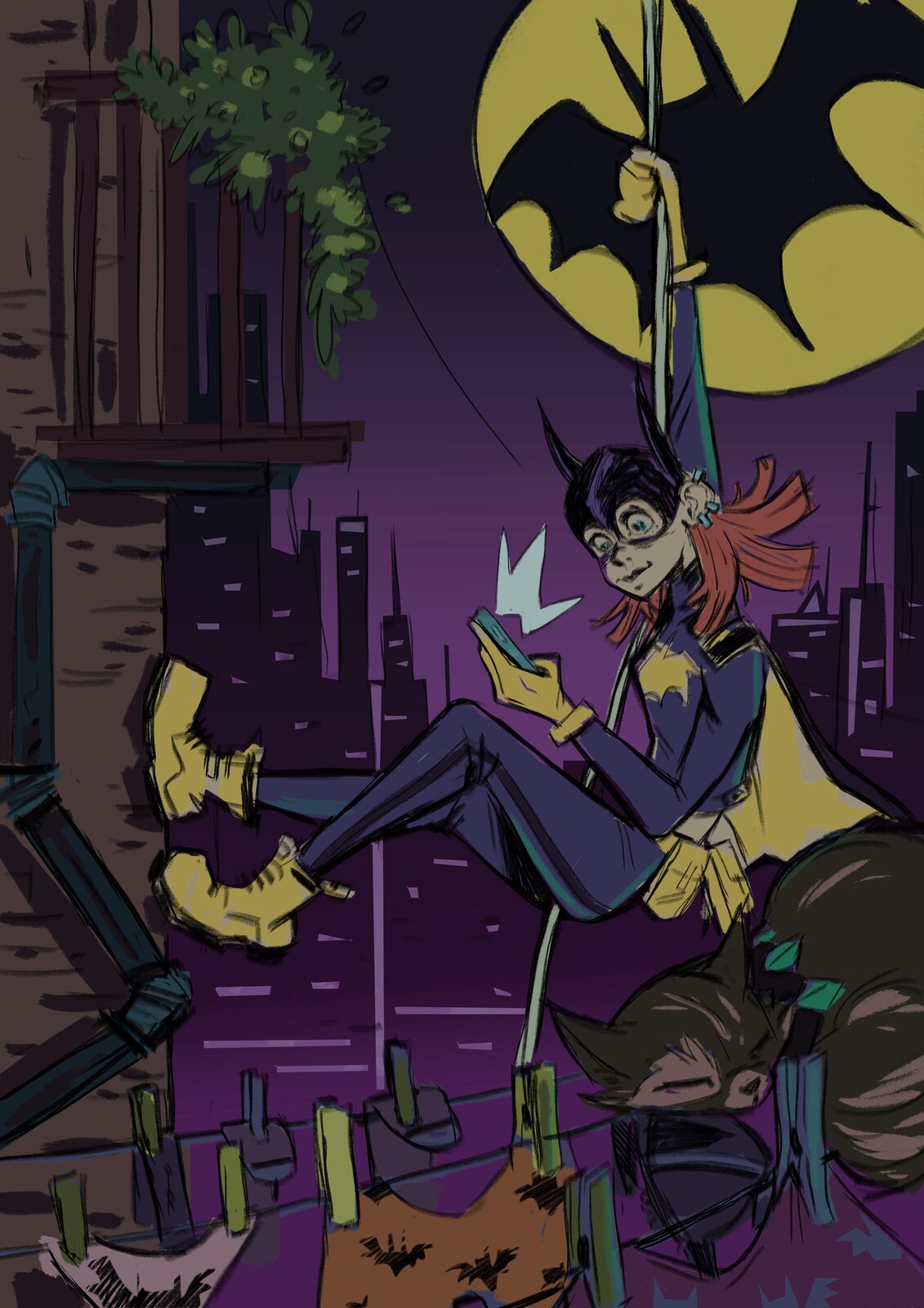 Batgirl color and sketching phase.
