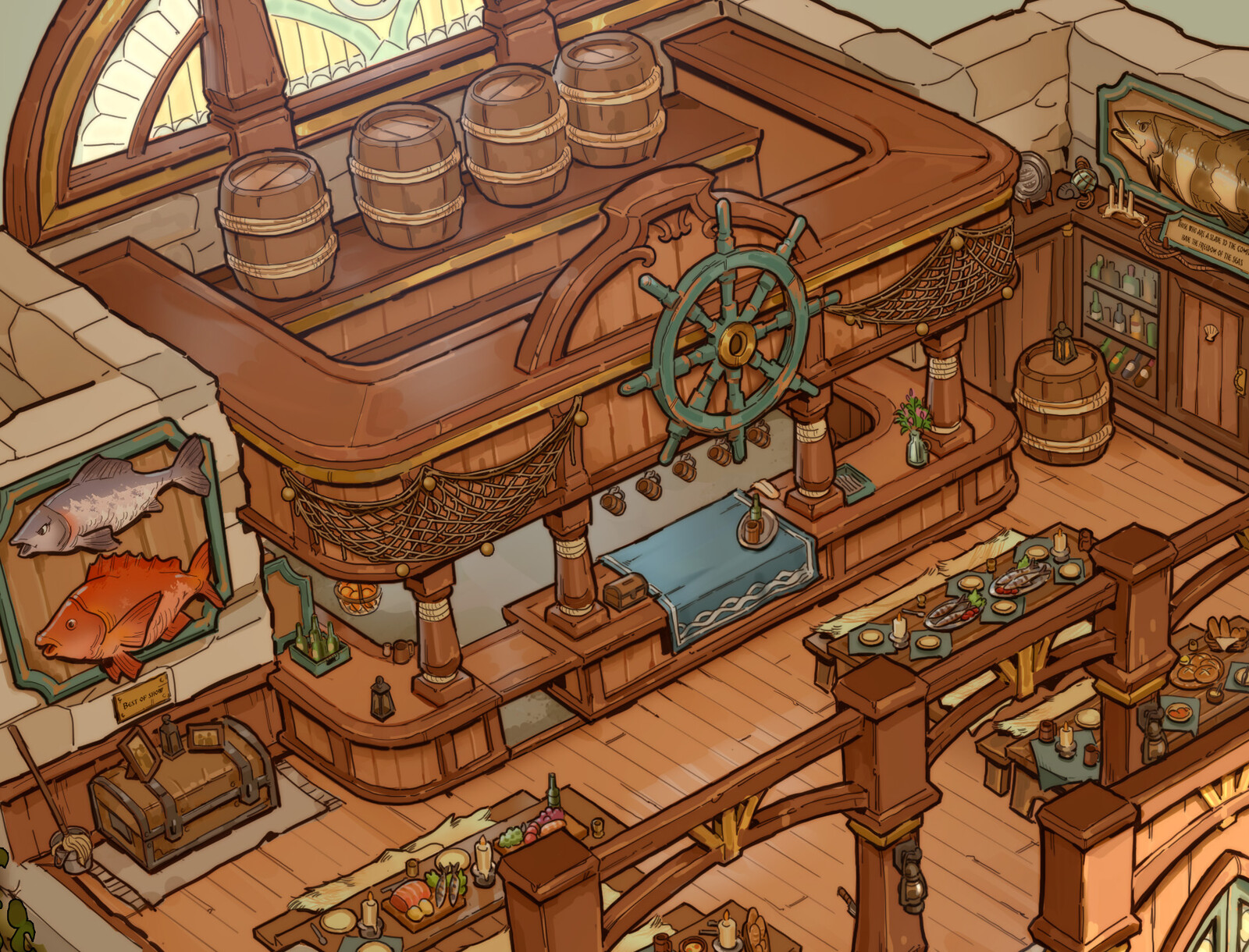Close up of the bar