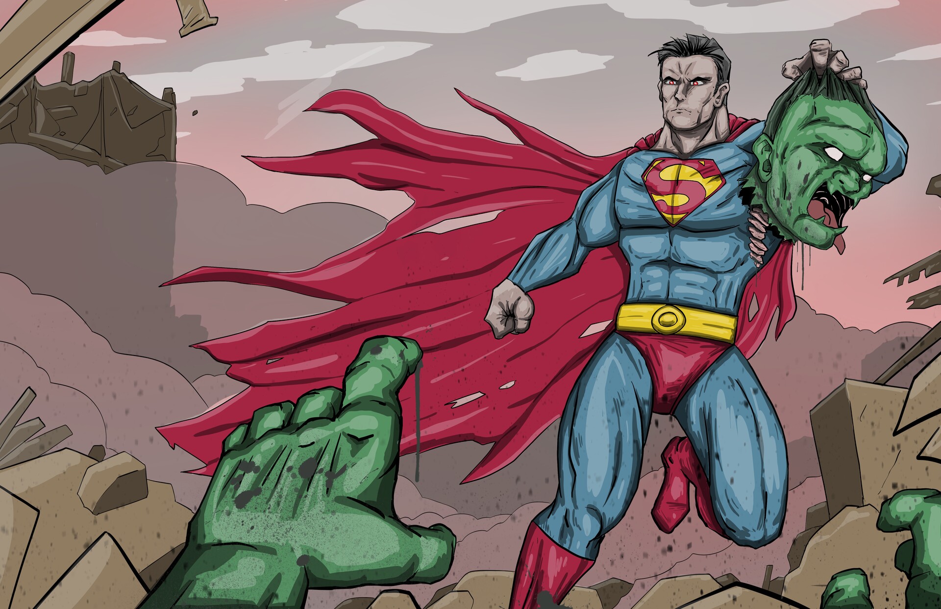 ArtStation - Hulk vs Superman, re-drawing art from 2016