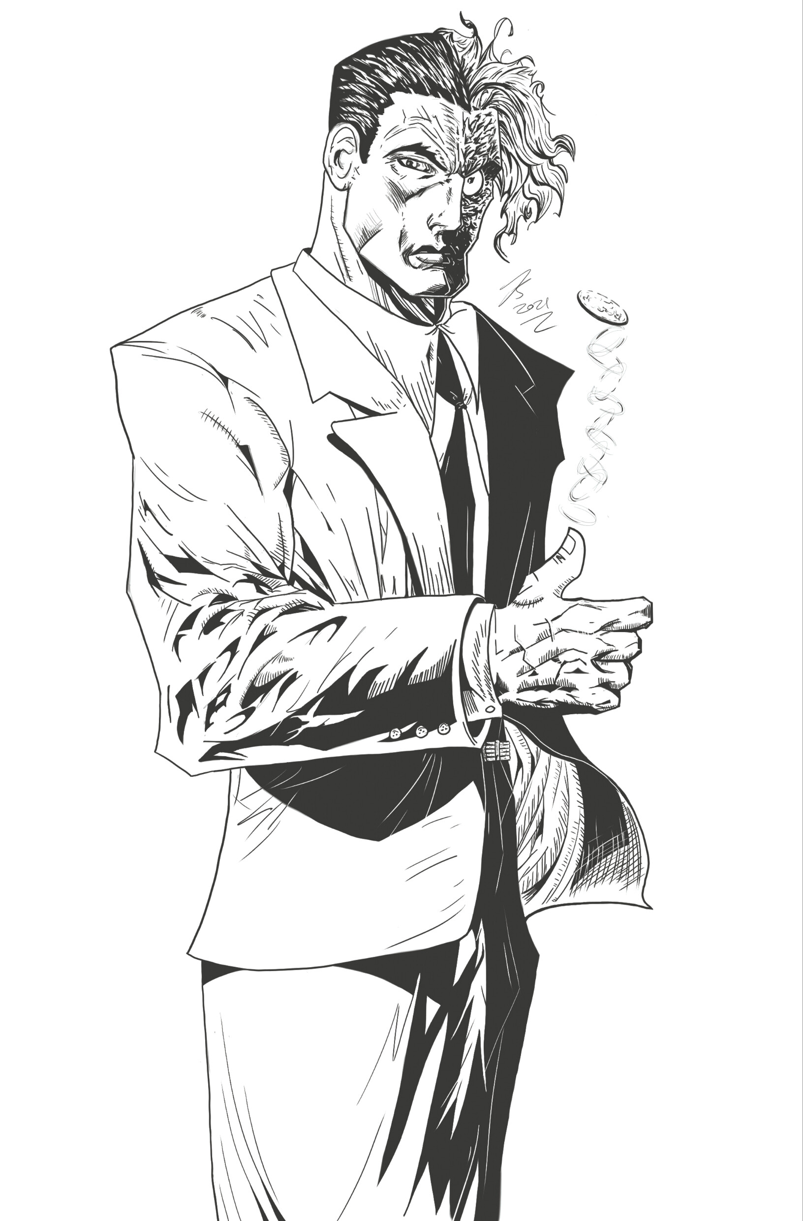 Harvey Dent Alias Double-Face, Drawing by Eza Line