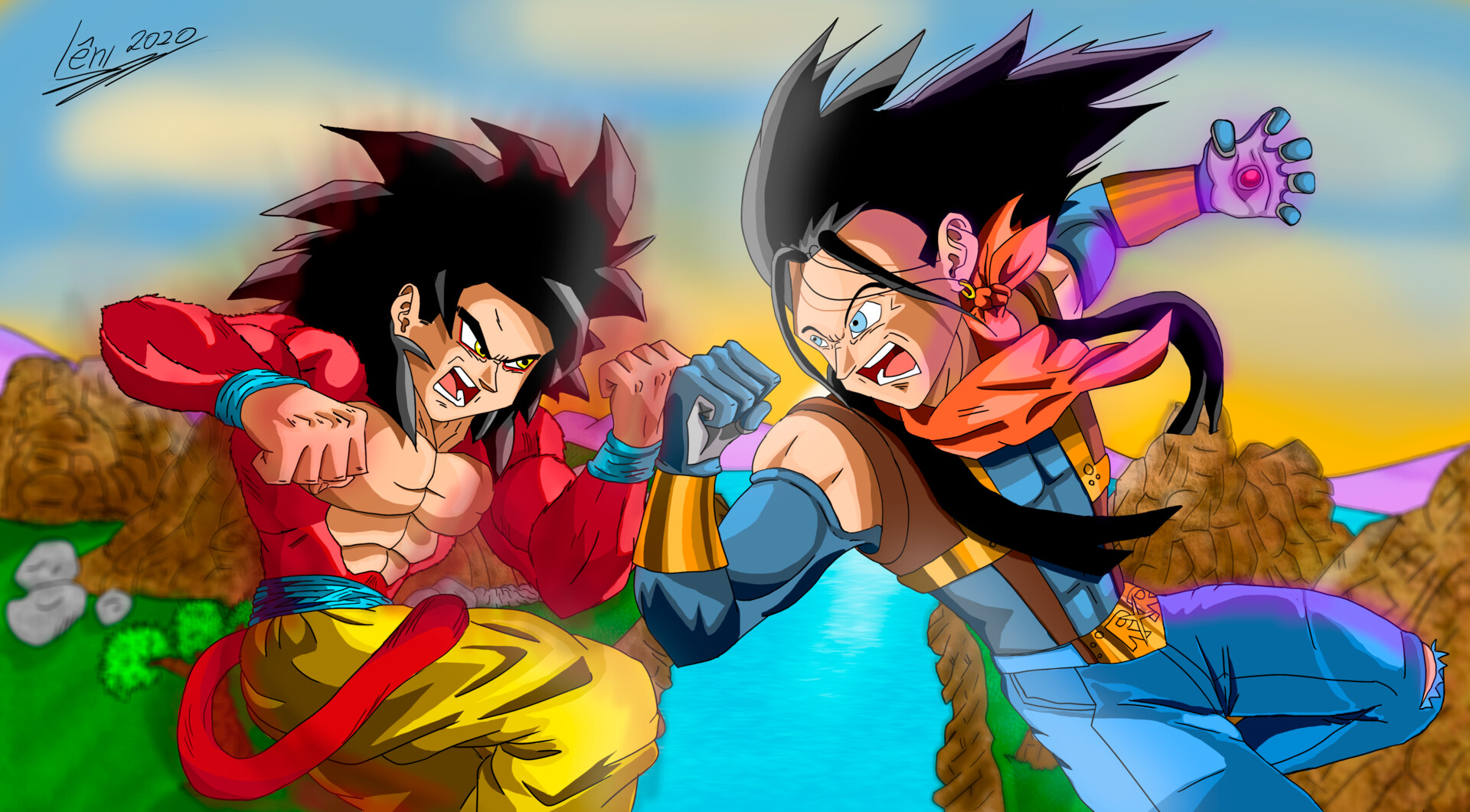 ArtStation - Goku (SSJ4) vs. Super 17 - Dragon Ball GT