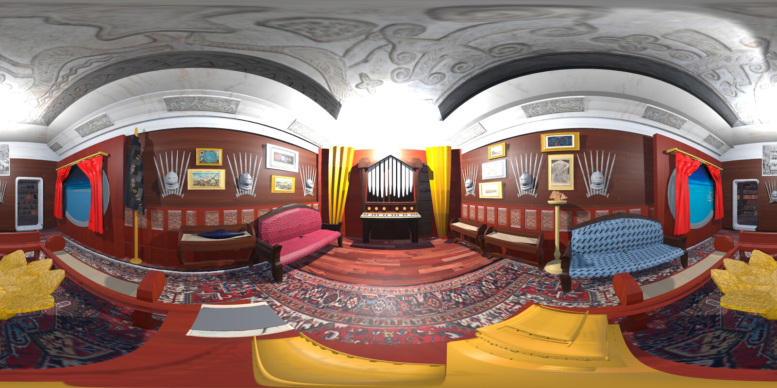 Panoramic view of the Nautilus VR living room. Designed to be seen in 360º
