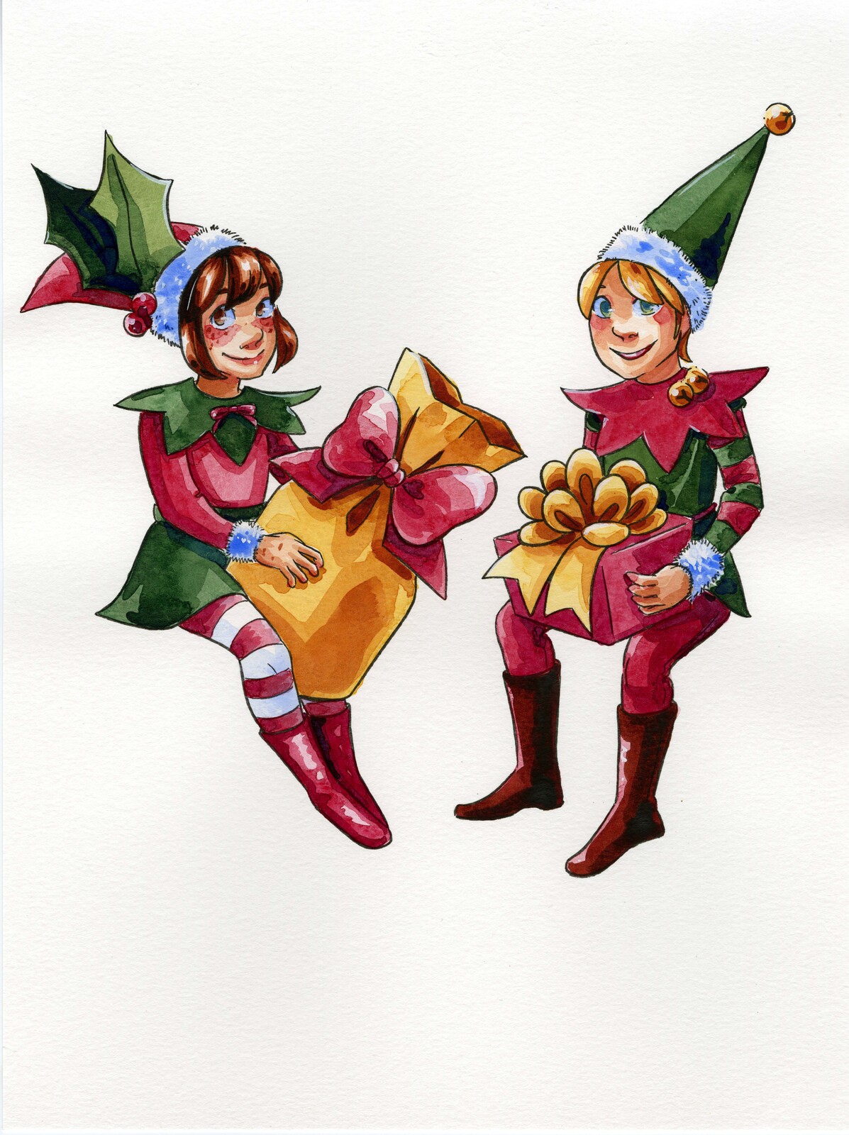 Papercraftmas Day 2: Shelf Sitters- Printable Watercolor Illustration