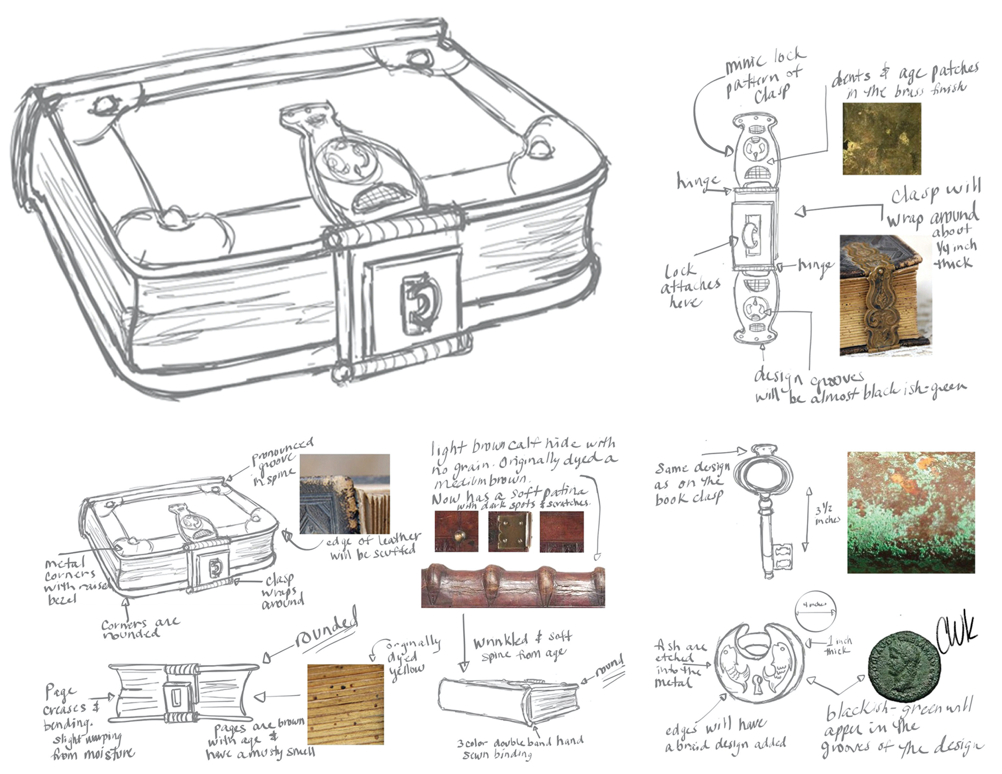 First concept of the Enchanted Book.  The design felt too "real" for it to exist in the story. I also decided having a separate locking mechanism would be too clunky for animators in an episodic animated show. 
